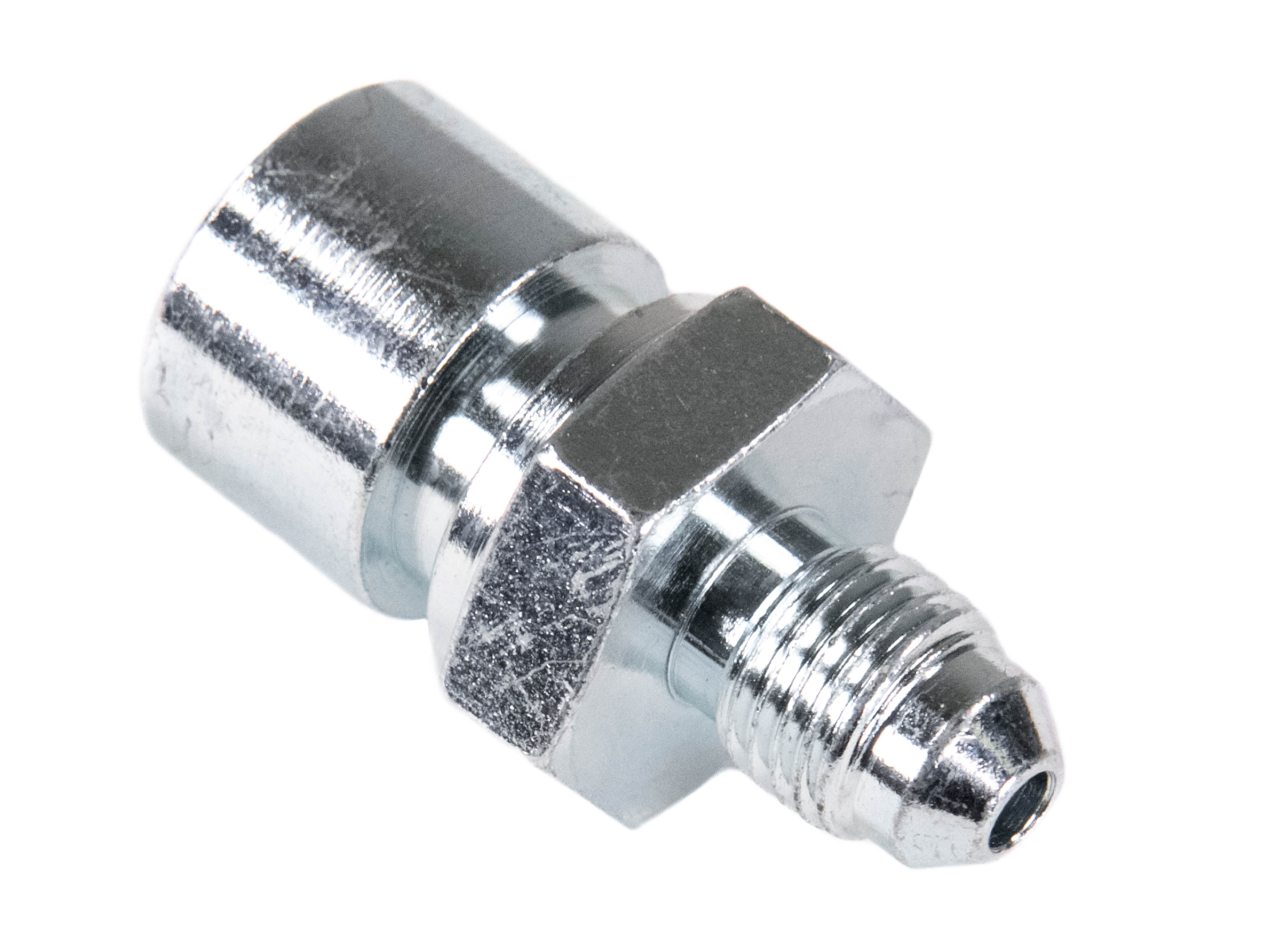 Fragola 650202 Brake Hardline Fitting - 3 AN Male to 10mm x 1.0 Female Inverted Flare, Zinc Plated Steel for Automotive Brake Systems | Perfect for Custom Brake Line Installations & Performance Upgrades