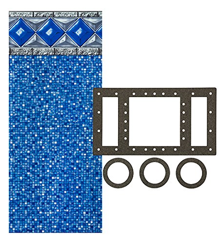 Smartline Crystal Tile 15-Foot Round Above Ground Pool Liner - UniBead Style 52-Inch Wall Height | 25 Gauge Durable Virgin Vinyl | Universal Gasket Kit Included | Perfect for Backyard Swimming Pools, Family Gatherings & Summer Fun
