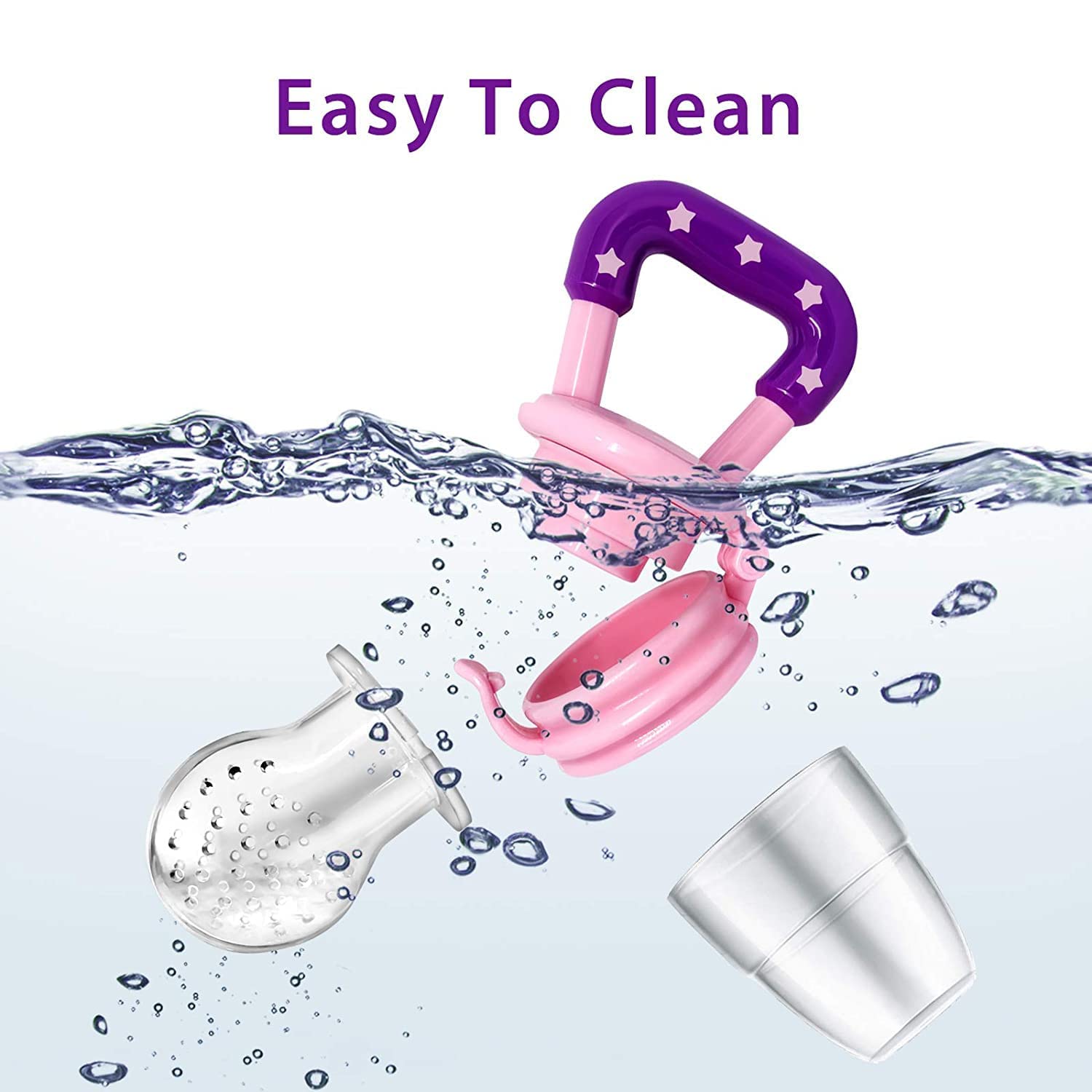 Kritiu BPA-Free Silicone Baby Teething Toys - Soft Fruit Teether & Gum Massager Set for Infants 0-12 Months (Peach & Purple) | Soothe Sore Gums During Teething, Perfect for Home & Travel Use