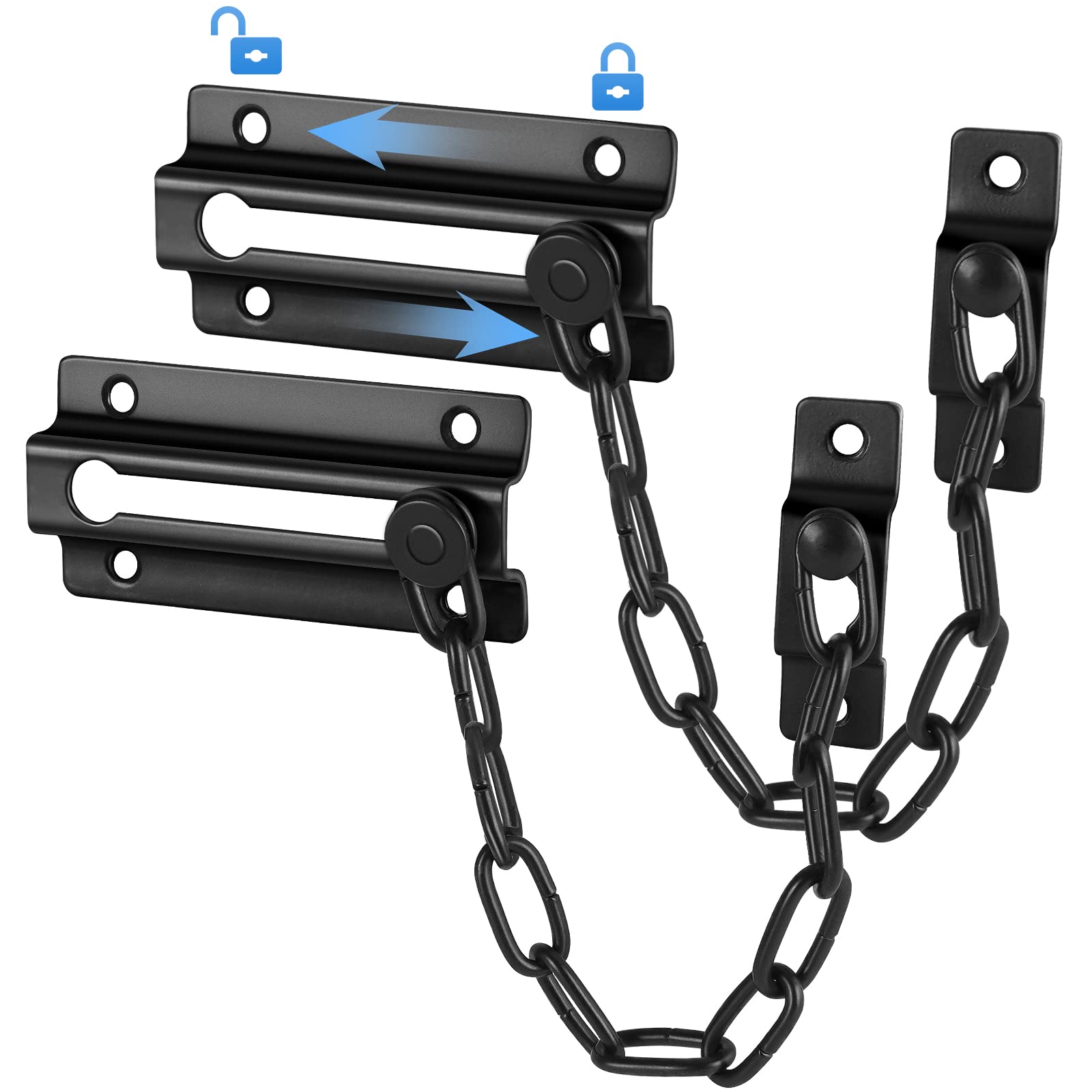 2 Pack Heavy Duty Door Chain Lock with 12 Screws - Premium Security Latch for Apartment & Home Safety, Child Proof Front Door Guard for Enhanced Privacy Protection - Perfect for Apartments, Houses, and Rental Properties