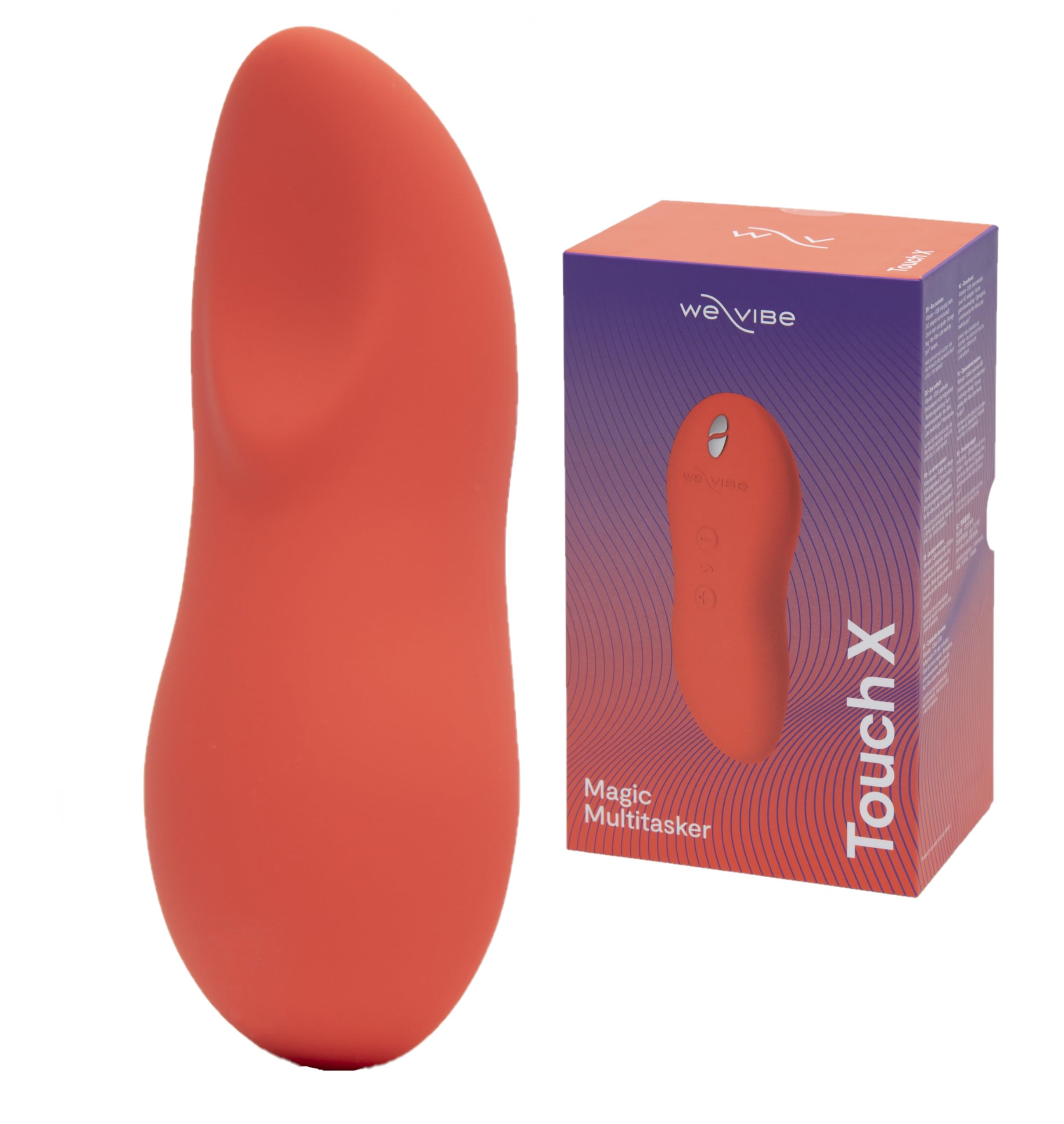 We-Vibe Touch X Lay On Vibrator - Mini Bullet Vibrator for Women, Clitoral Stimulator with 8 Intensity Levels & 7 Vibration Modes - Perfect for Solo Play, Couples Intimacy & Relaxation - Coral