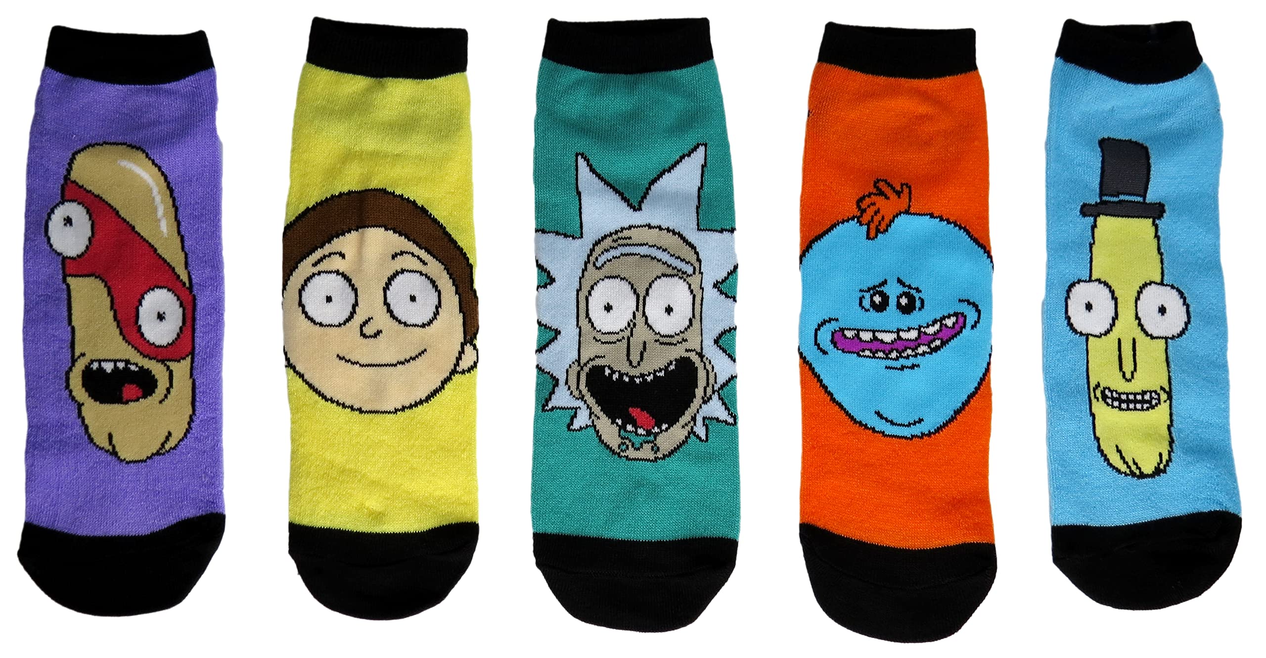 Rick and Morty Men's No-Show Socks 5-Pack - Funny Cartoon Ankle Socks for Casual Wear, Sneakers & Everyday Comfort
