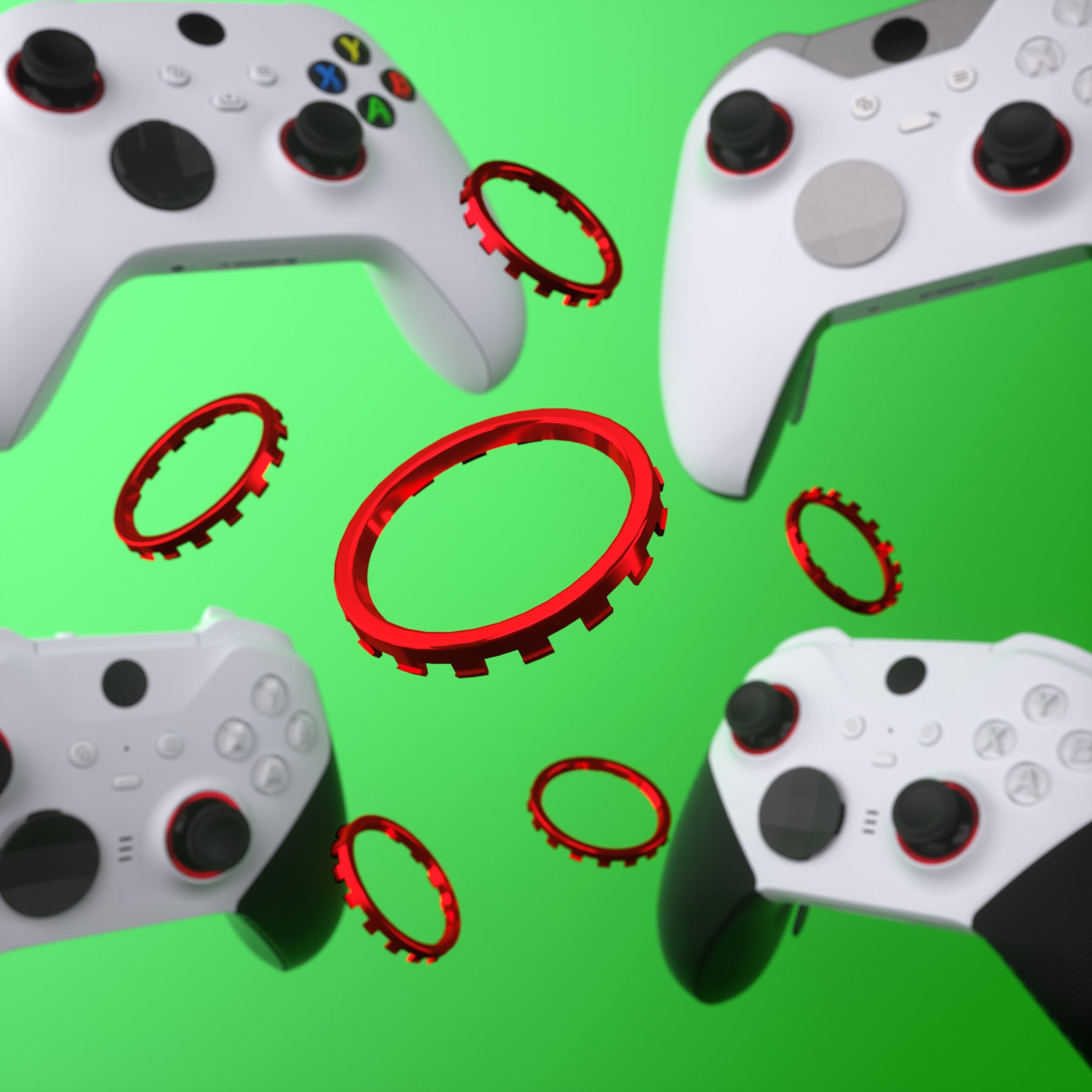 eXtremeRate Chrome Red Custom Accent Rings for Xbox Elite Series 2 Core/Elite Series 2/Xbox One Elite Controller - Compatible with eXtremeRate ASR Shell for Xbox Series X/S (XOJ13011GC) - Perfect for Gaming Customization & Controller Protection