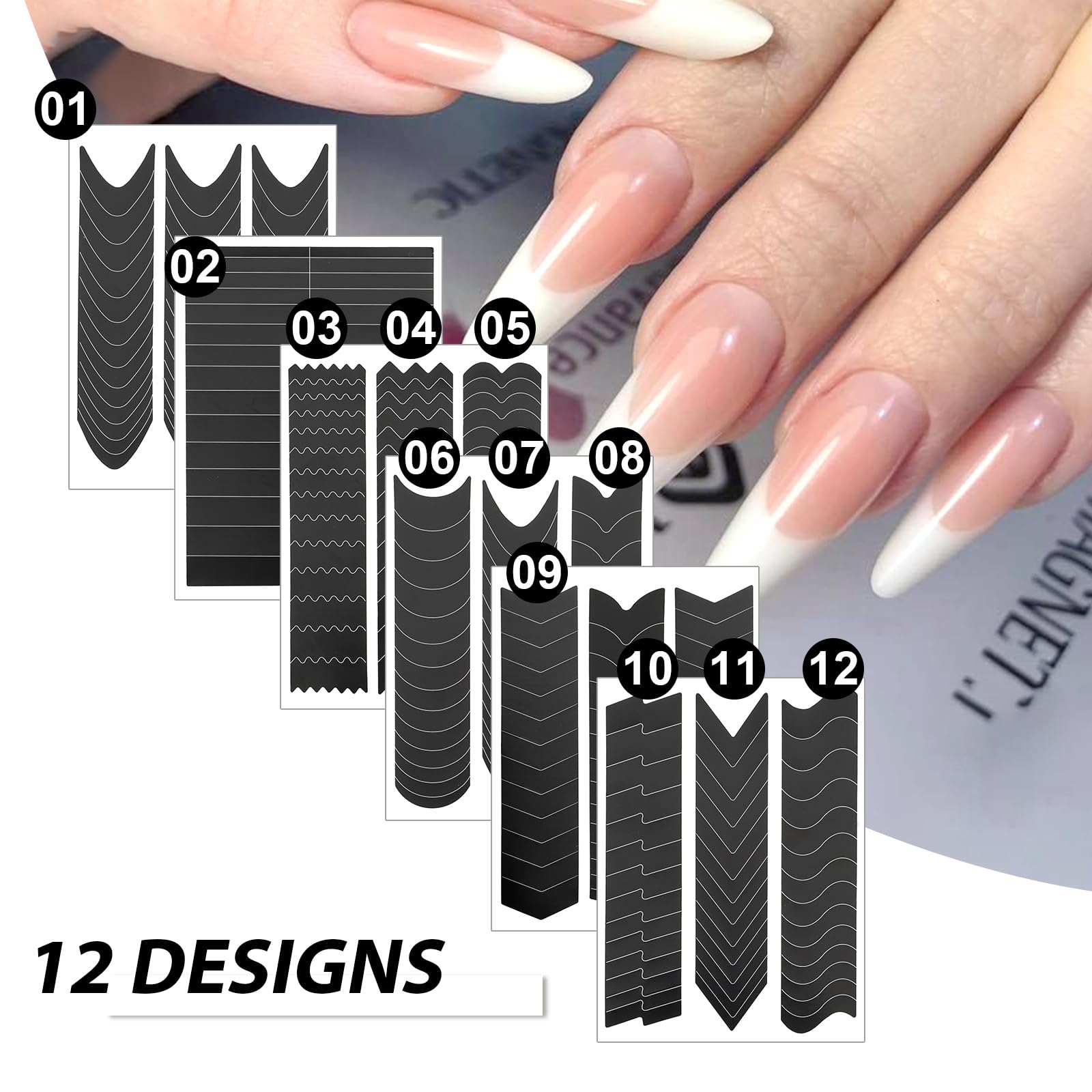 French Tip Nail Guides - 36 Self-Adhesive Sheets for DIY Manicure at Home