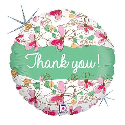 LOONBALLOON 18 Inch Floral Thank You Balloons - Large Sentiment Balloons for Birthday Parties, Baby Showers & Special Occasions