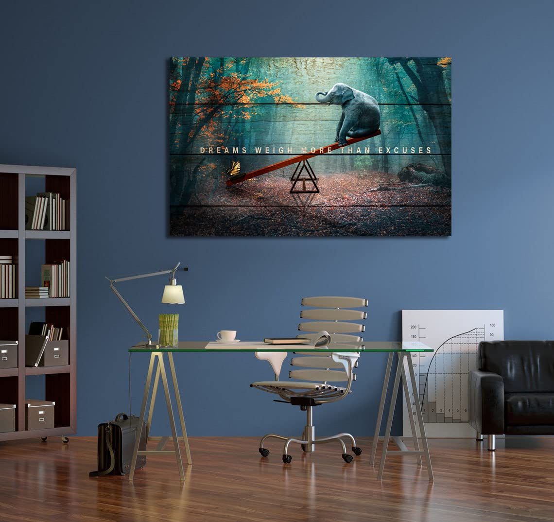 Dreams Weigh More Than Excuses Motivational Wall Art - Inspirational Canvas Print & Poster for Home Gym, Office Decor - Uplifting Quote Painting for Workout Spaces & Professional Environments
