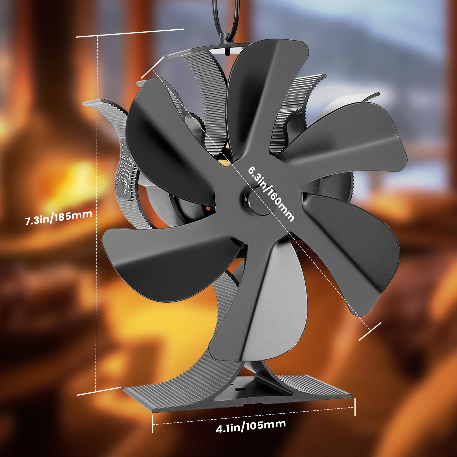 Heat Powered Wood Stove Fan - Non-Electric Thermoelectric Fireplace Fan for Wood Burning Stove & Log Burner | Silent Operation & Auto Start | Perfect for Home Heating, Cabin, RV & Off-Grid Living