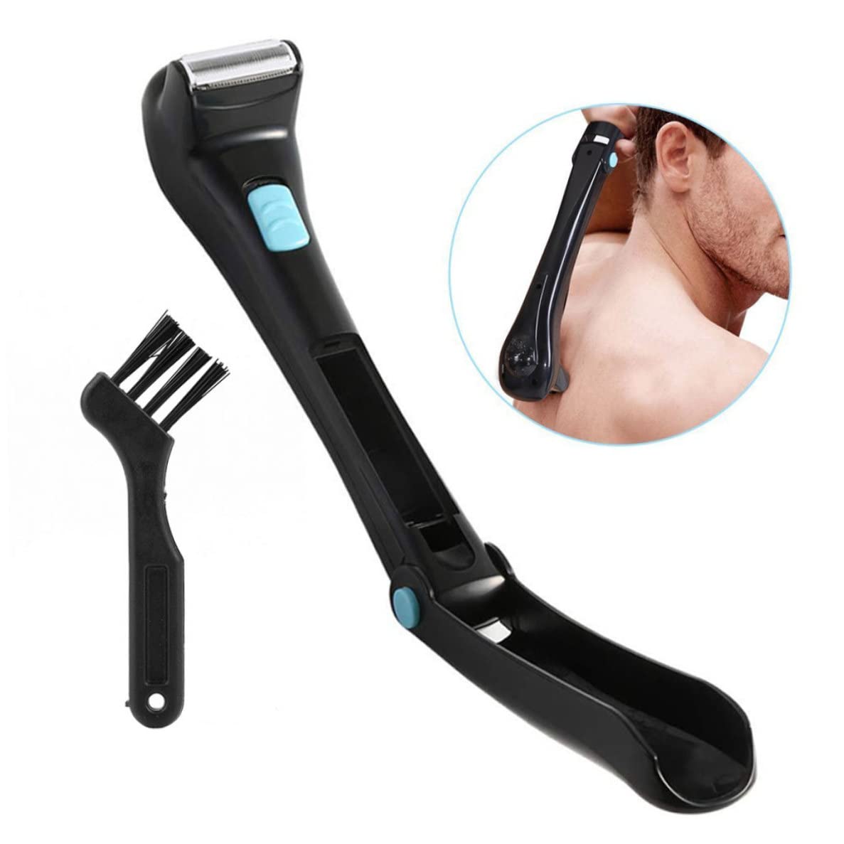 Electric Back Shaver for Men - Foldable Body Groomer with Long Handle, Painless Hair Trimmer & Remover for Back, Chest & Body | Perfect for Showering, Travel & At-Home Grooming