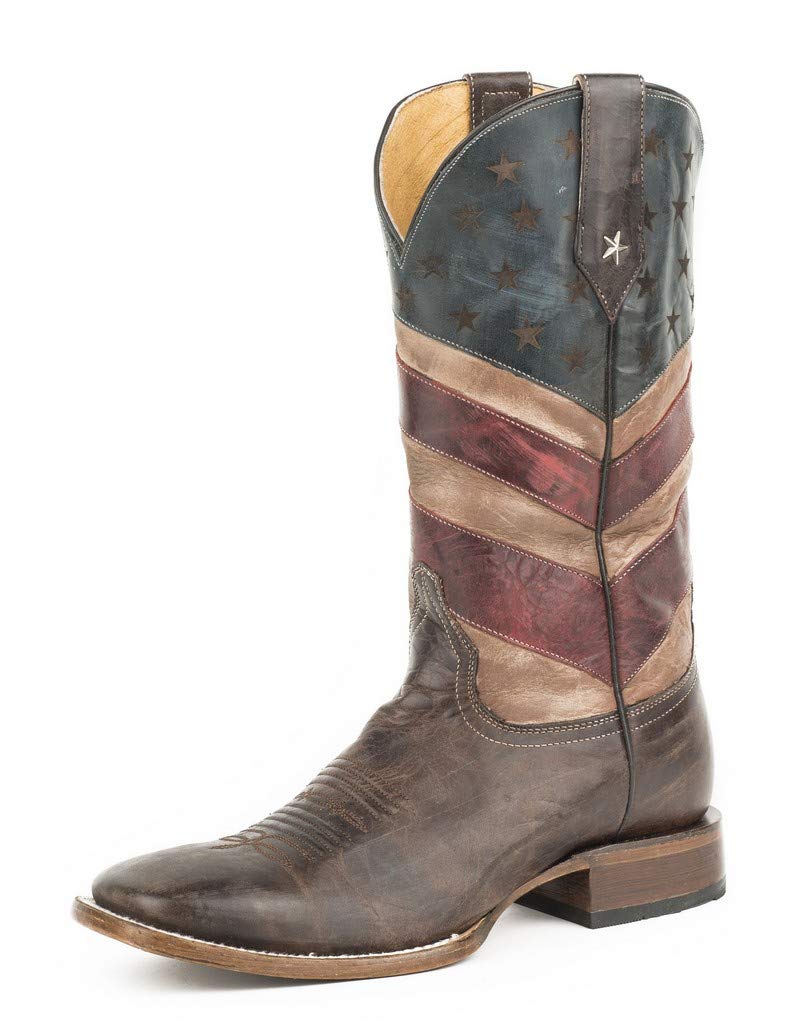 ROPER Men's Old Glory Square Toe Work Boots - Durable Leather Cowboy Boots for Ranch, Construction & Outdoor Work