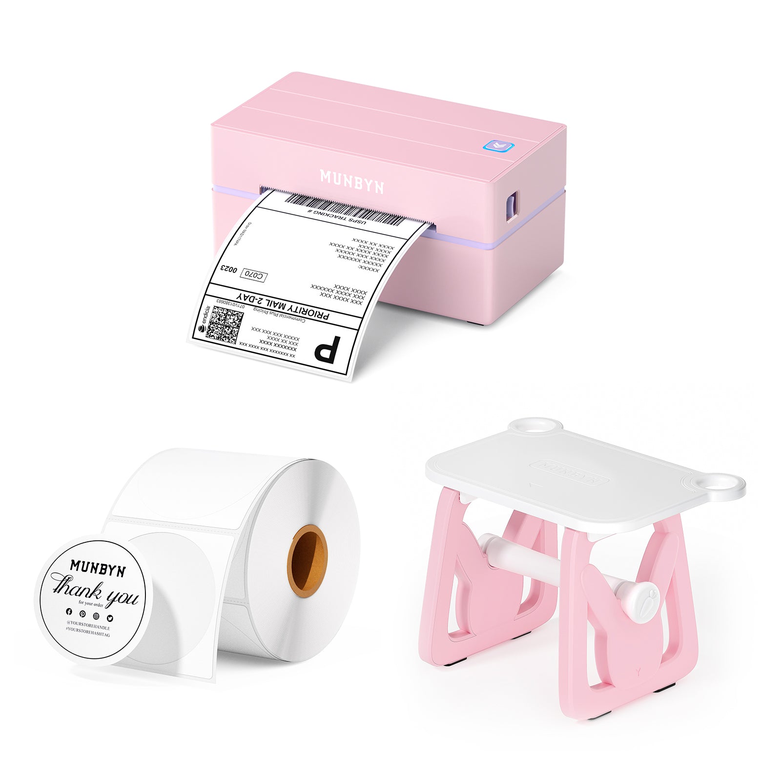 MUNBYN RealWriter 130B Wireless Bluetooth Thermal Label Printer Kit for Shipping, Packaging & E-Commerce Business