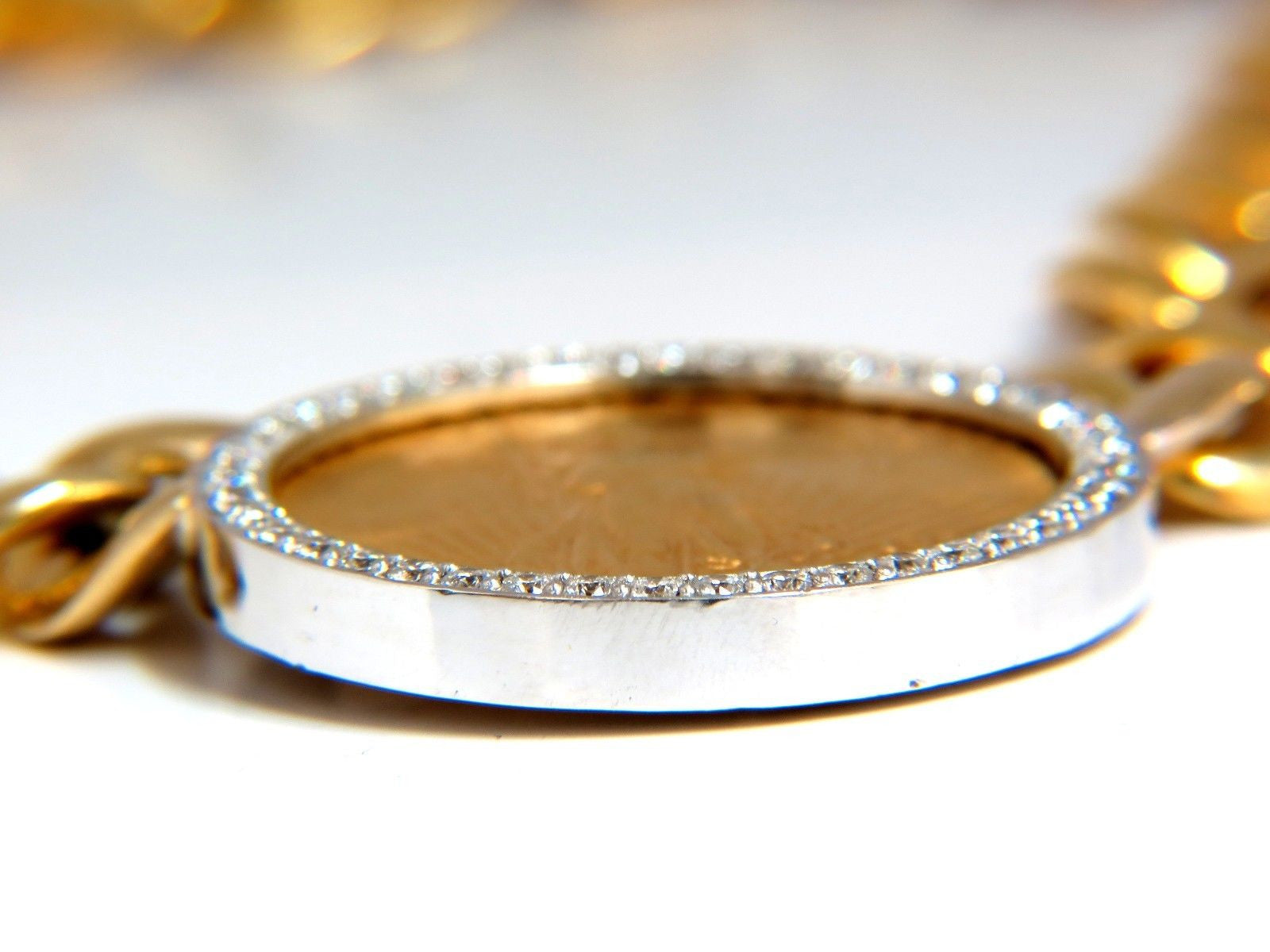 1908 Liberty Fine Gold Coin 2.00ct Diamond Cuban Link Necklace for Men - Luxury Vintage Jewelry Gift for Anniversary, Birthday & Special Occasions