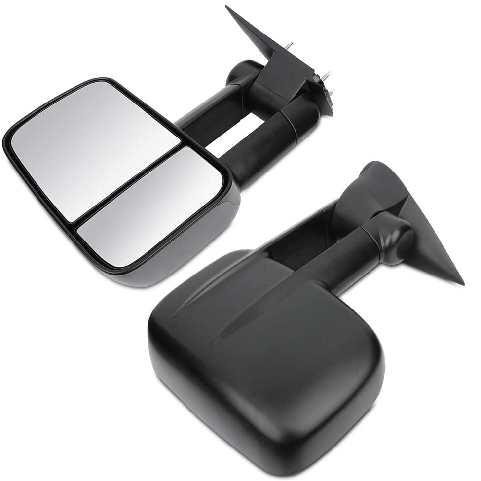 Left Right Manual Telescopic Tow Mirrors Pair Set - Replacement Towing Mirrors for 1999-2007 Chevy Silverado & GMC Sierra Pickup Trucks (07 Classic) - Manual Adjustment, Non-Heated, No Turn Signal - Perfect for Towing Trailers, Boats & Heavy Loads