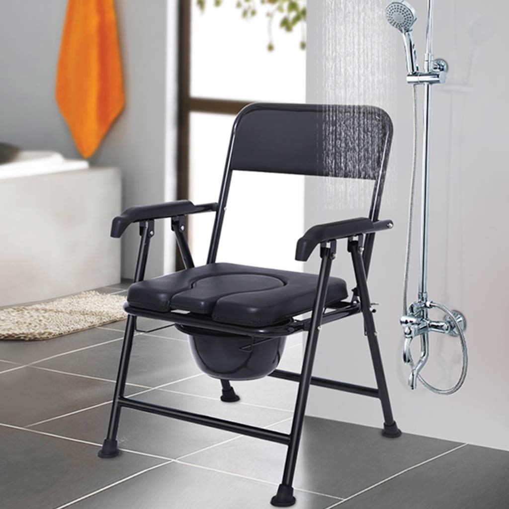 Portable Folding Commode Chair for Elderly & Disabled - 330lb Heavy Duty Shower Toilet Seat with Safety Frame - Ideal for Bedside, Bathroom & Post-Surgery Use - Perfect for Seniors, Pregnant Women & Mobility Assistance