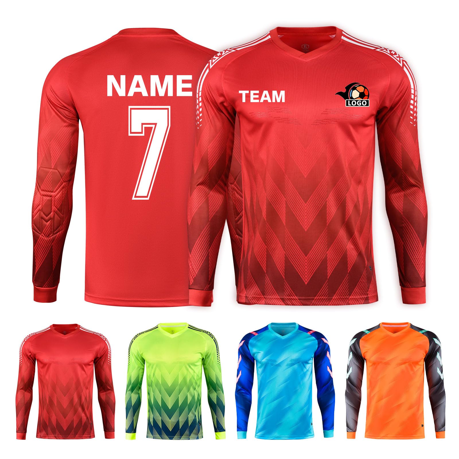 Custom Padded Soccer Goalkeeper Jersey for Kids Youth & Adults - Personalized Goalie Shirt with Breathable Fabric - Perfect for Training, Matches & Team Sports