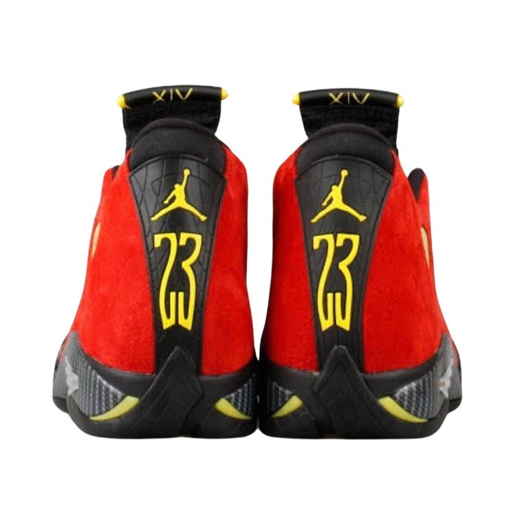 Air Jordan 14 Retro Ferrari Sneakers - Chilling Red, Vibrant Yellow & Black Anthracite Colorway - Men's Basketball Shoes for Court Performance & Streetwear Fashion