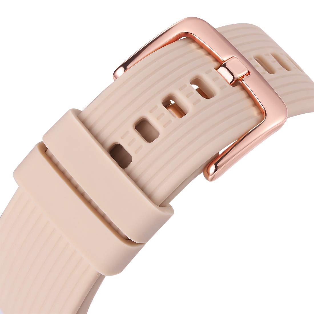 20mm Silicone Replacement Watch Band Compatible with Samsung Galaxy Watch 42mm - Soft Durable Strap with Rose Gold Buckle for Women & Men (White/Rose Gold) - Perfect for Workouts, Daily Wear & Fashion Accessories