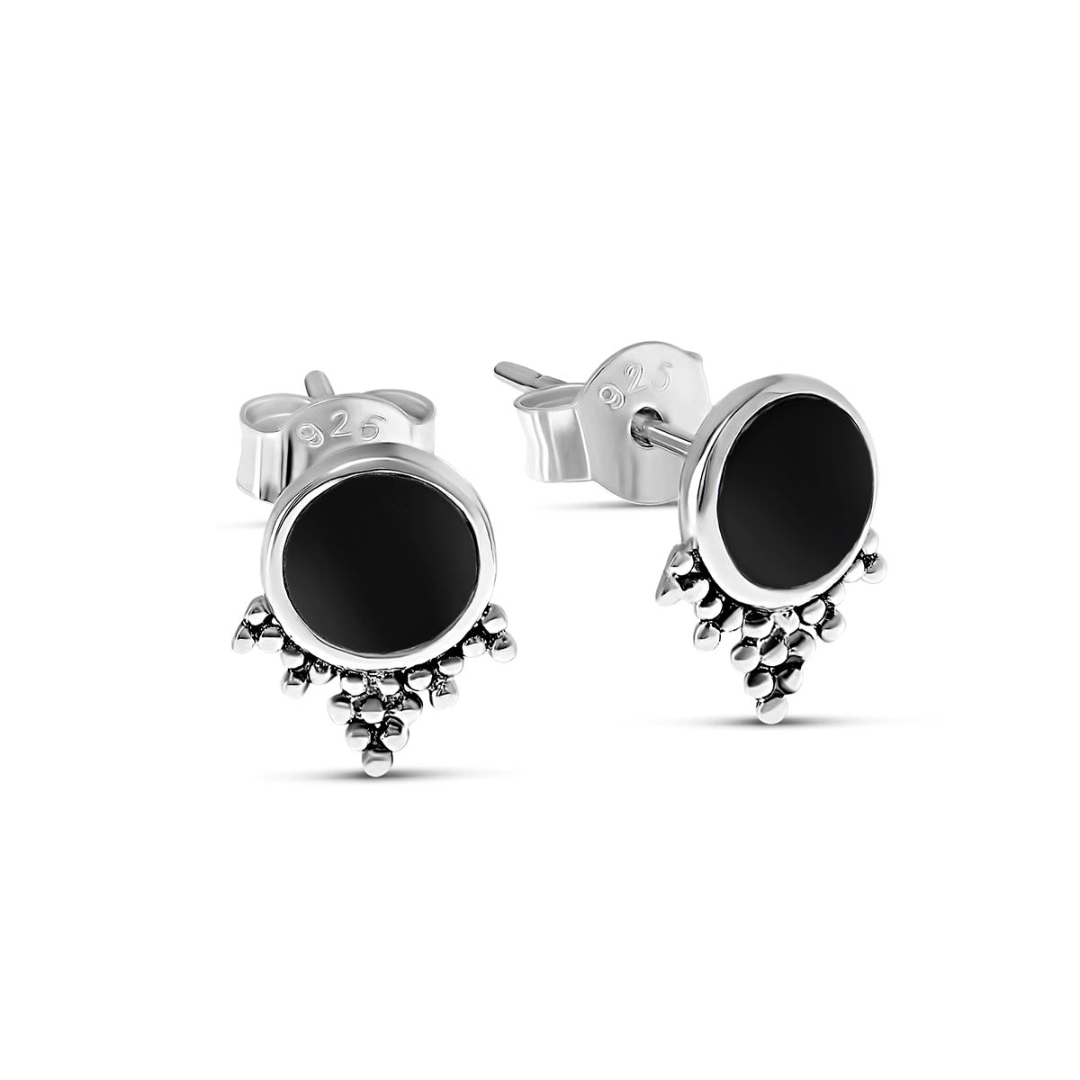 Stylish Mystic Mirror Onyx Stud Earrings for Women - Elegant Gothic Jewelry for Parties, Weddings & Everyday Wear