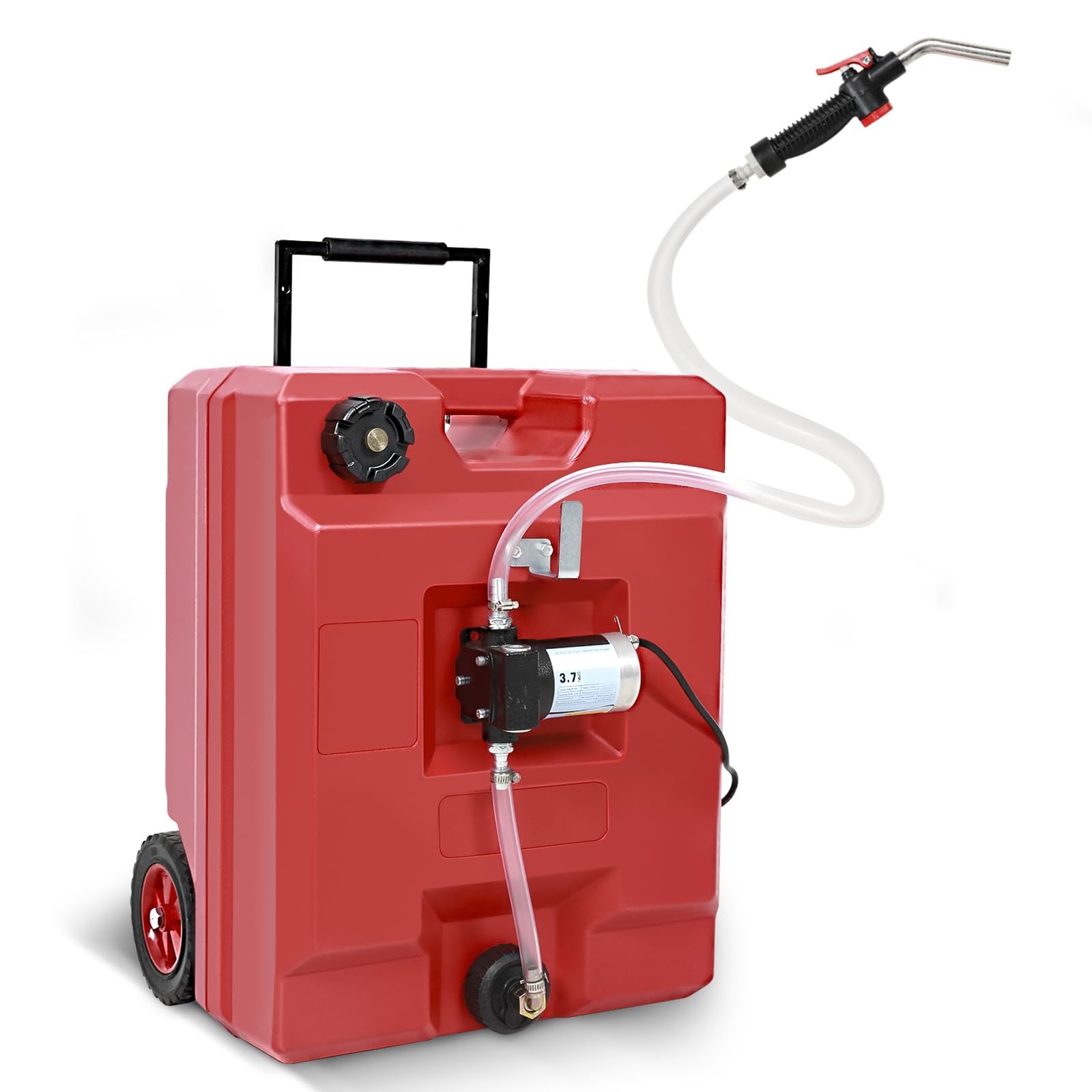 13 Gallon Portable Fuel Caddy Tank with 12V DC Electric Pump - Gas & Diesel Transfer with Reversible Flow, Overheat Protection & Switch Control - Adjustable Handle & Heavy-Duty Wheels - Ideal for Construction Sites, Farms & Emergency Fuel Storage