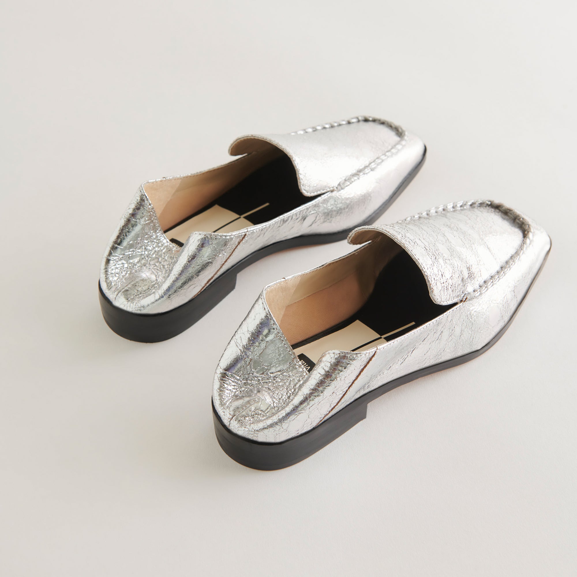 BENY Women's Flats Shoes - Silver Distressed Leather Loafers for Casual Wear & Office Outfits | Comfortable Slip-On Style