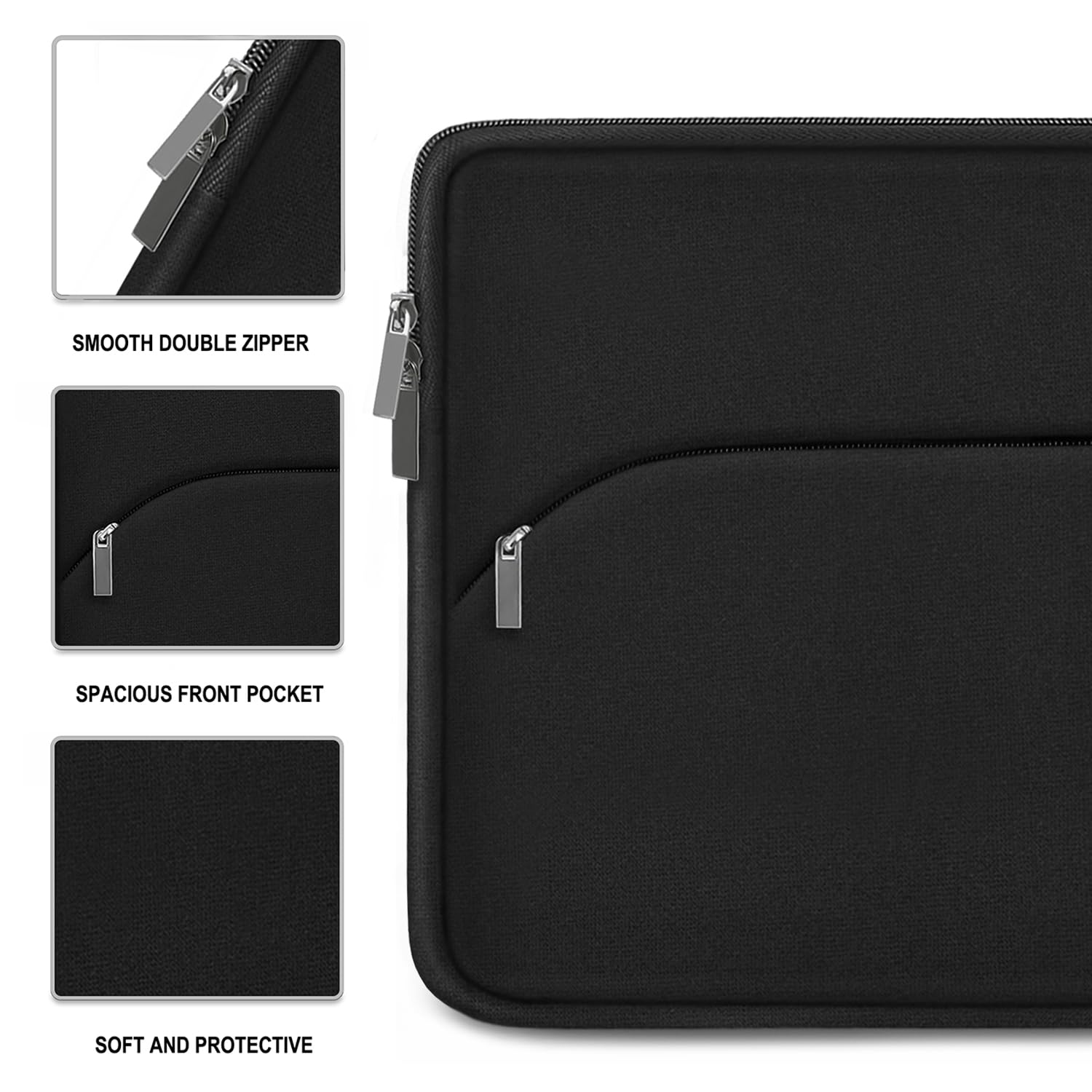 14 Inch Laptop Case with Front Pocket - Slim Protective Sleeve for MacBook Air/Pro, HP, Dell, Lenovo, Acer - Ideal for Travel, Work & School