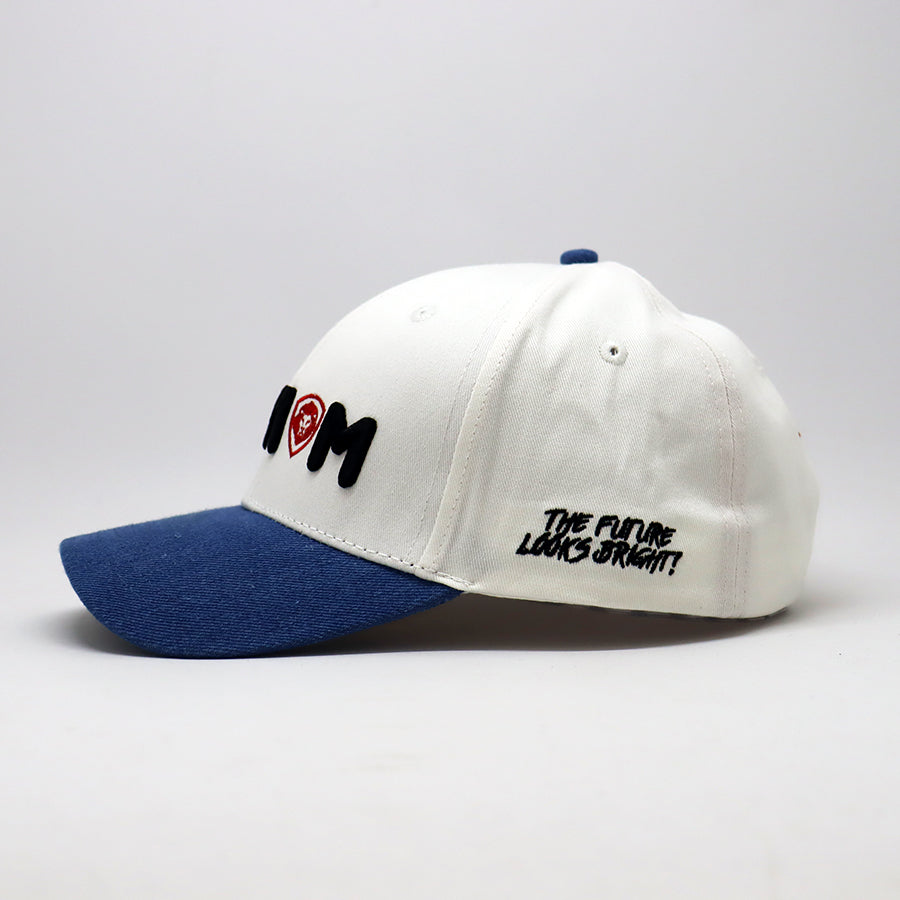 Future Looks Bright VT MOM White & Denim Dual Tone Snapback Hat | Adjustable Baseball Cap for Women & Men | Perfect for Sports, Outdoor Activities & Casual Wear