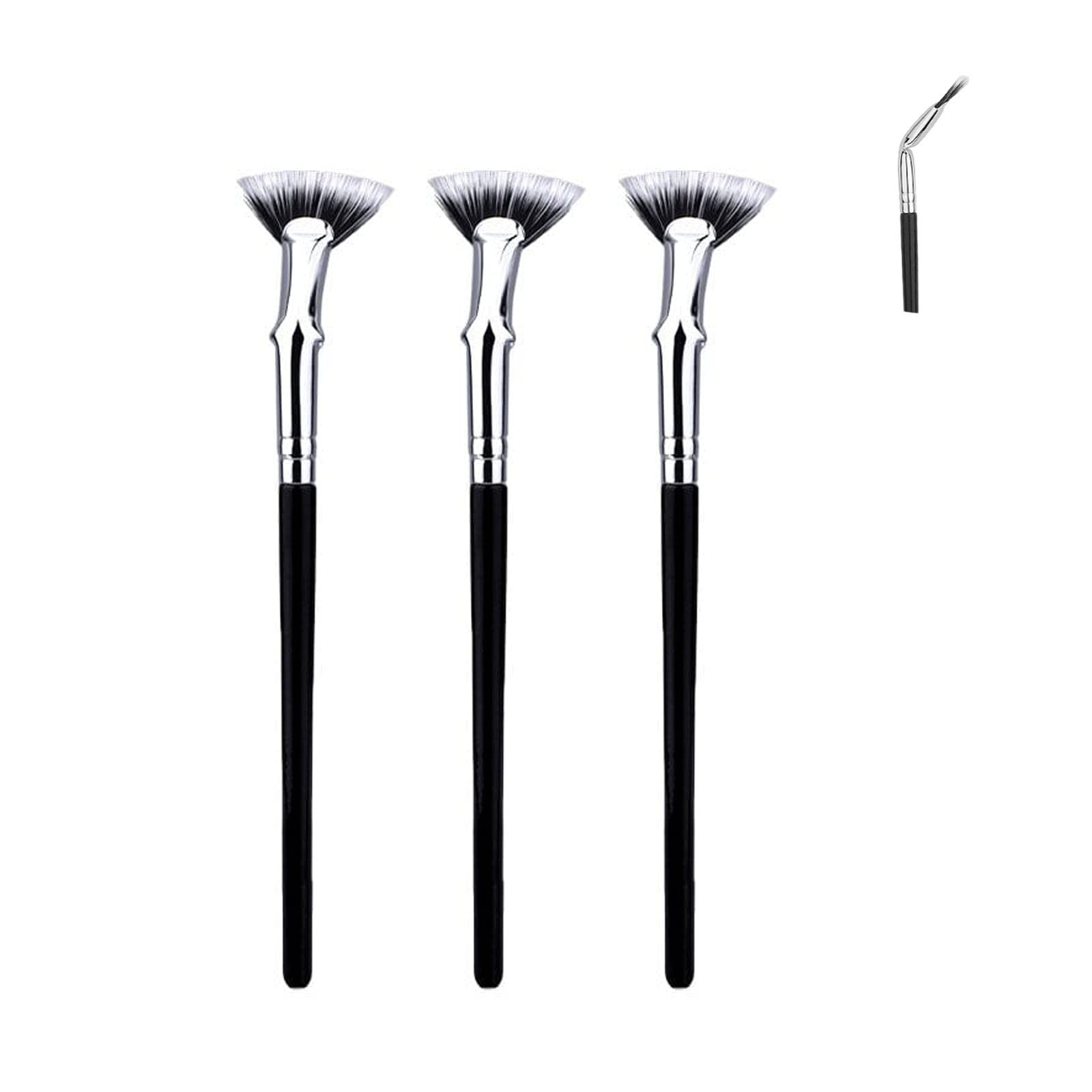 Fundamental Folding Angle Scalloped Lash Brush - 3Pcs Mascara Fan Brush Set with Bent Handle for Clump-Free Lashes | Perfect for Eyelash Extensions, Volume Mascara Application & Professional Makeup Artistry