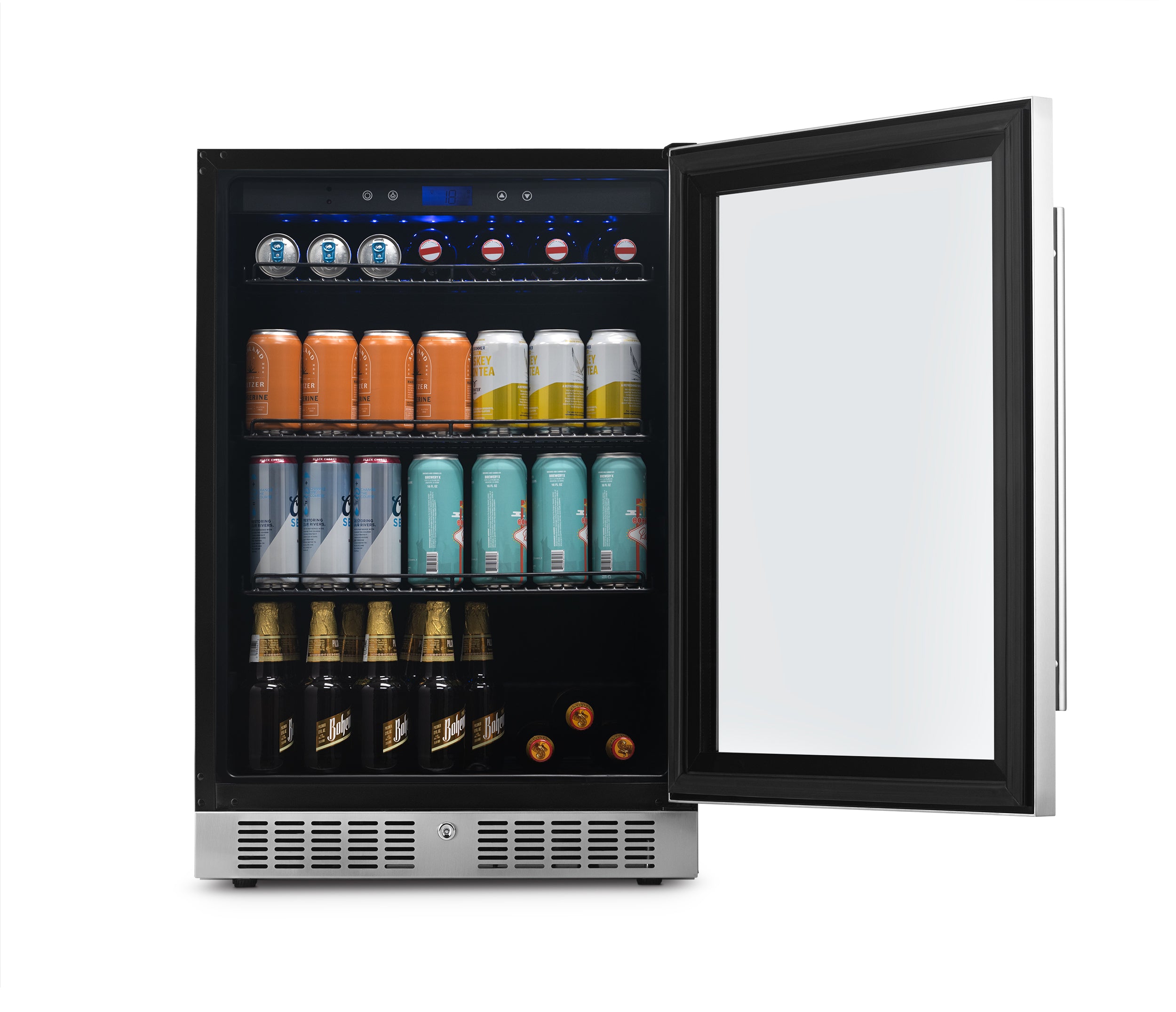 Newair® 224 Can Built-In Stainless Steel Beverage Refrigerator - 24 Bottle Capacity for Wine, Beer & Soda - Perfect for Home Bars, Kitchen & Office Use