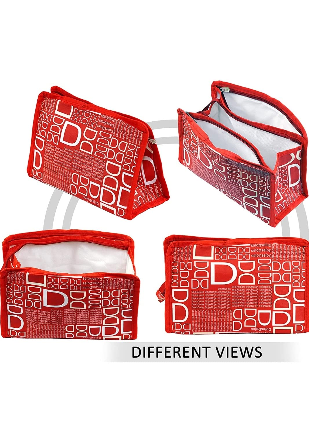 Ethiana 3-Piece Waterproof Travel Cosmetic Pouch Set for Men & Women - Red | Makeup Organizer, Toiletry Bag, Jewelry Case for Vacation, Gym & Business Trips