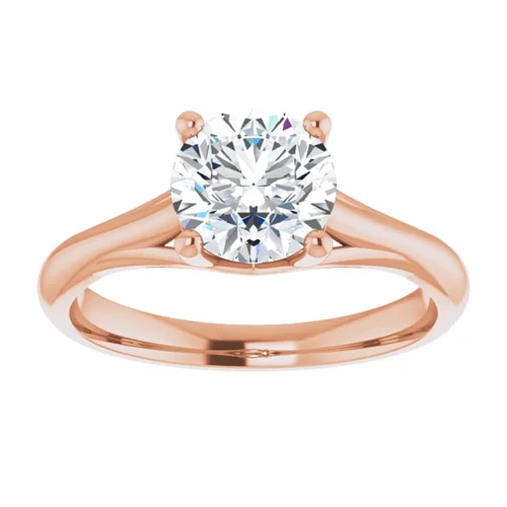 10K Solid Rose Gold Handmade Engagement Ring - 1 CT Round Cut Moissanite Diamond Solitaire Wedding Ring for Women | Perfect for Proposals, Anniversaries & Bridal Jewelry Gifts