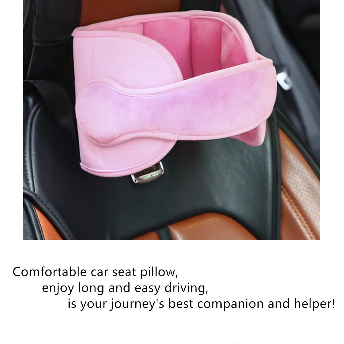 Adjustable Pink Car Seat Head Support Band for Infants and Babies - Safety Neck Relief for Comfortable Travel in Cars, Strollers, and High Chairs