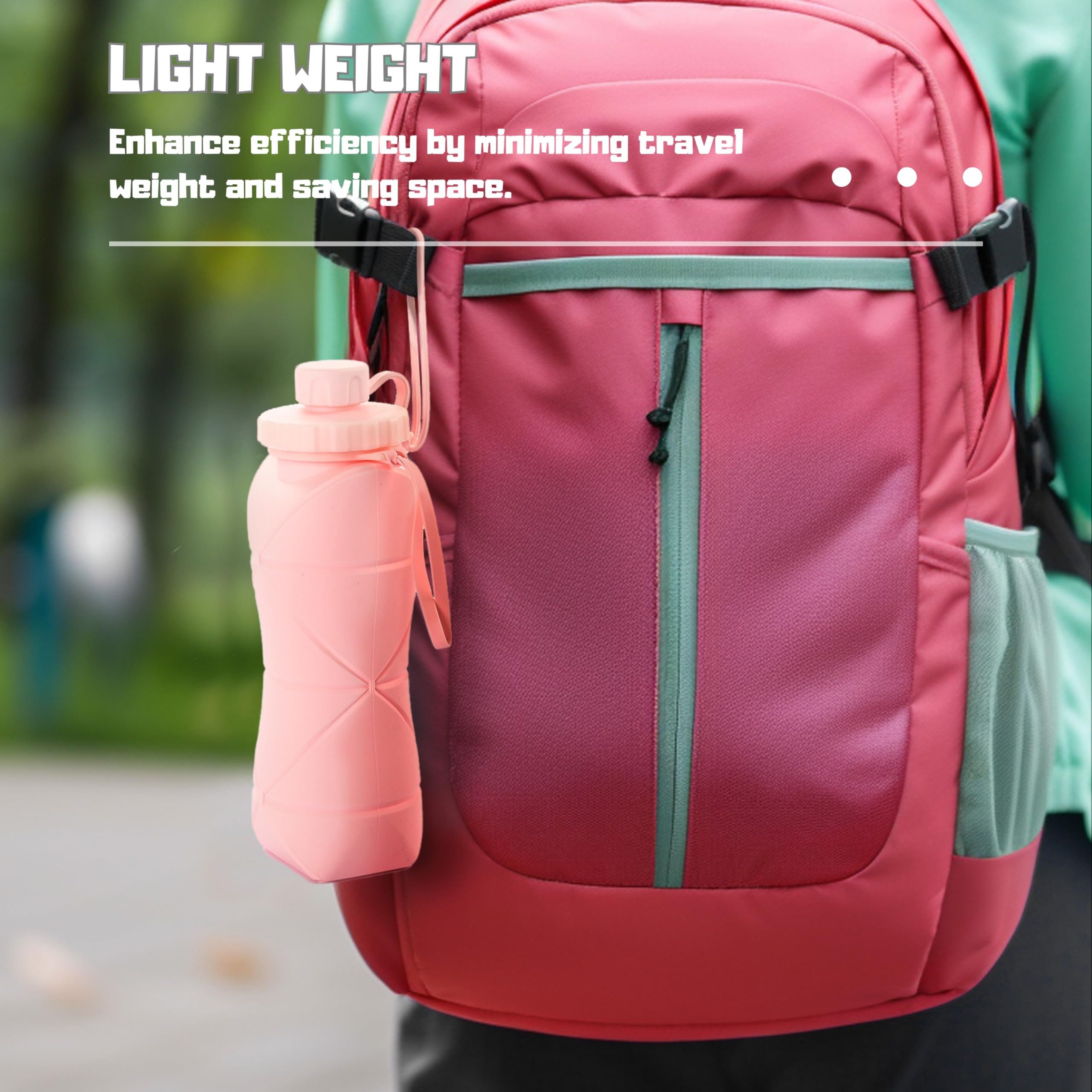 Collapsible Water Bottle - Portable & Lightweight Reusable Travel Water Bottle with Leak Proof Lid - Perfect for Hiking, Camping, Gym & Outdoor Activities (Green)