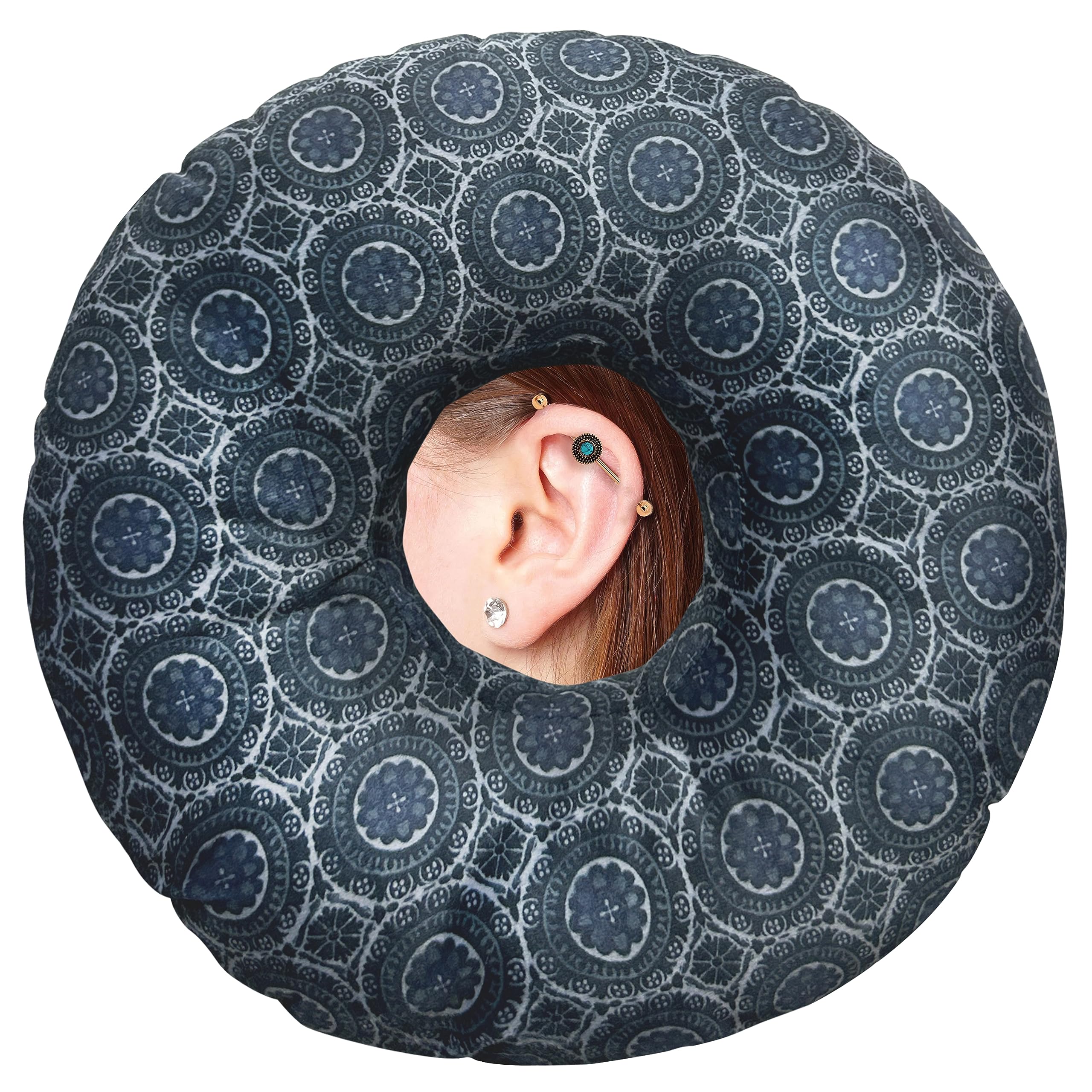 Ear Piercing Pillow for Side Sleepers - Donut Pillow with Hole for Ear Pain Relief - Pressure Sores & Comfort Support for Adults - Perfect for Post-Ear Surgery, Tinnitus & Side Sleeping Comfort