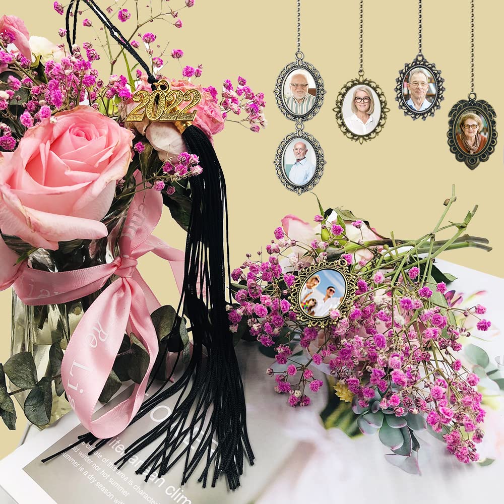 AFUNTA 5-Pack Graduation Cap Tassels & Toppers - DIY Graduation Cap Decorations, Photo Charms for 2022 Graduation - Perfect for High School, College Commencement Ceremonies & Graduation Party Decor