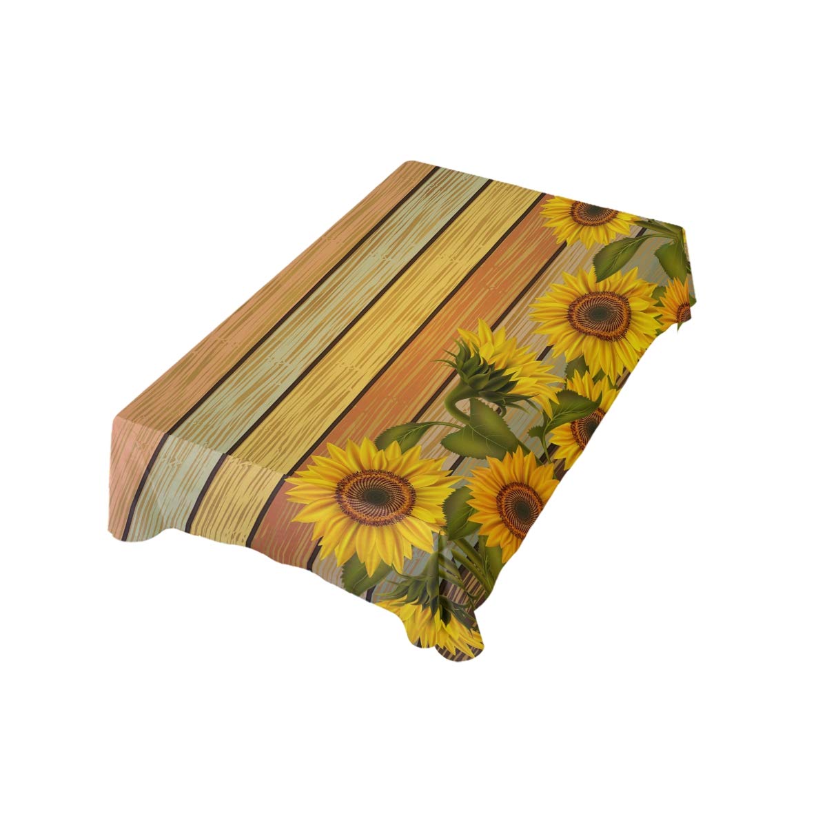 Sunflower Printed Tablecloth - Waterproof Wooden Table Cover for Dining Room & Kitchen Decor - Perfect for Parties, Picnics, and Everyday Use
