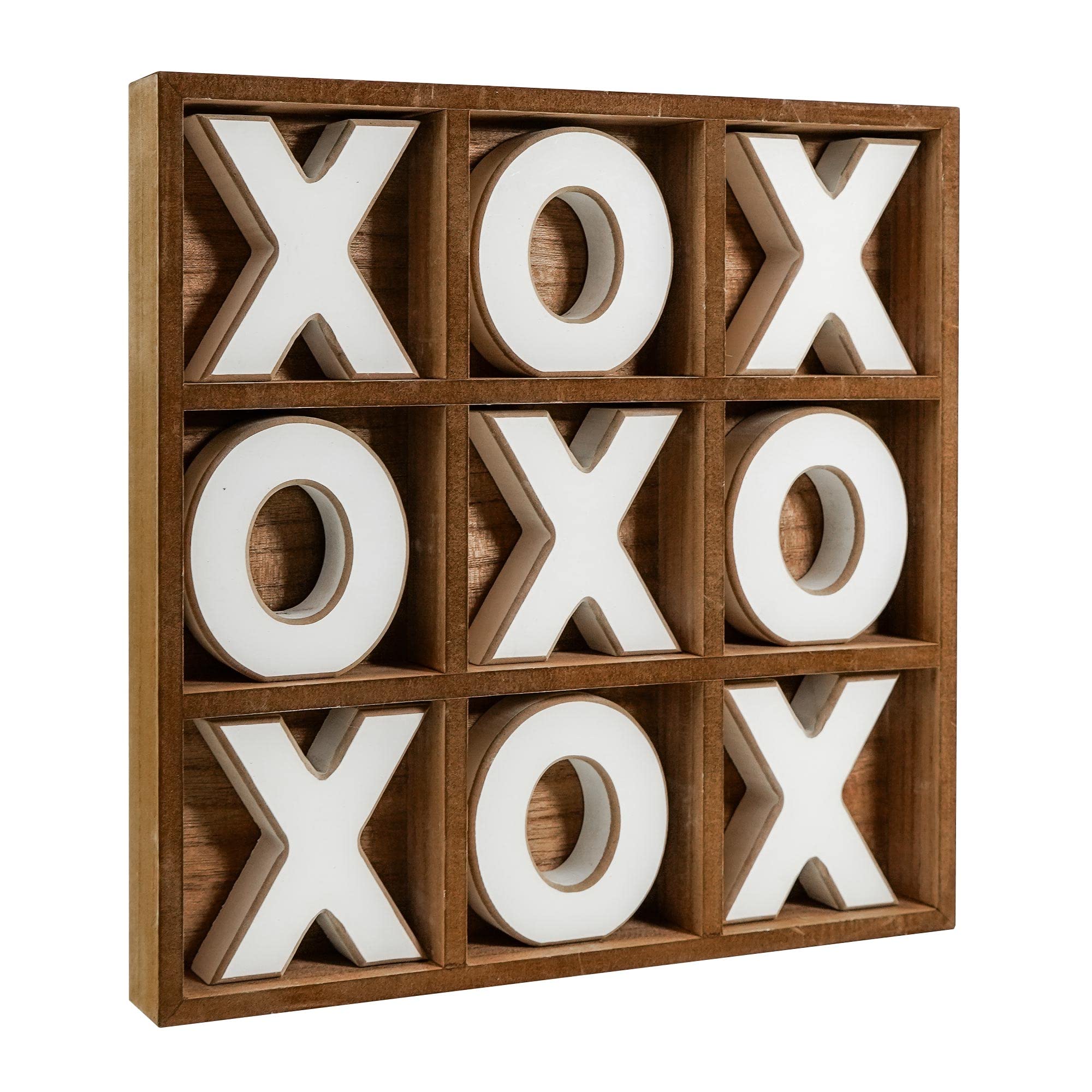 **Handmade Wooden Tic Tac Toe Game Set - Rustic Tabletop Decor for Family, Kids & Adults - 11.8