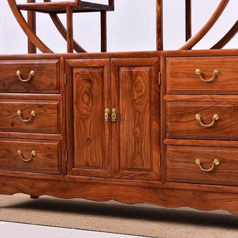 Exquisite Pterocarpus Erinaceus Wood Curio Display Cabinet Shelf - Handcrafted African Rosewood Showcase for Collectibles & Antiques - Perfect for Living Room, Study, or Office Decor