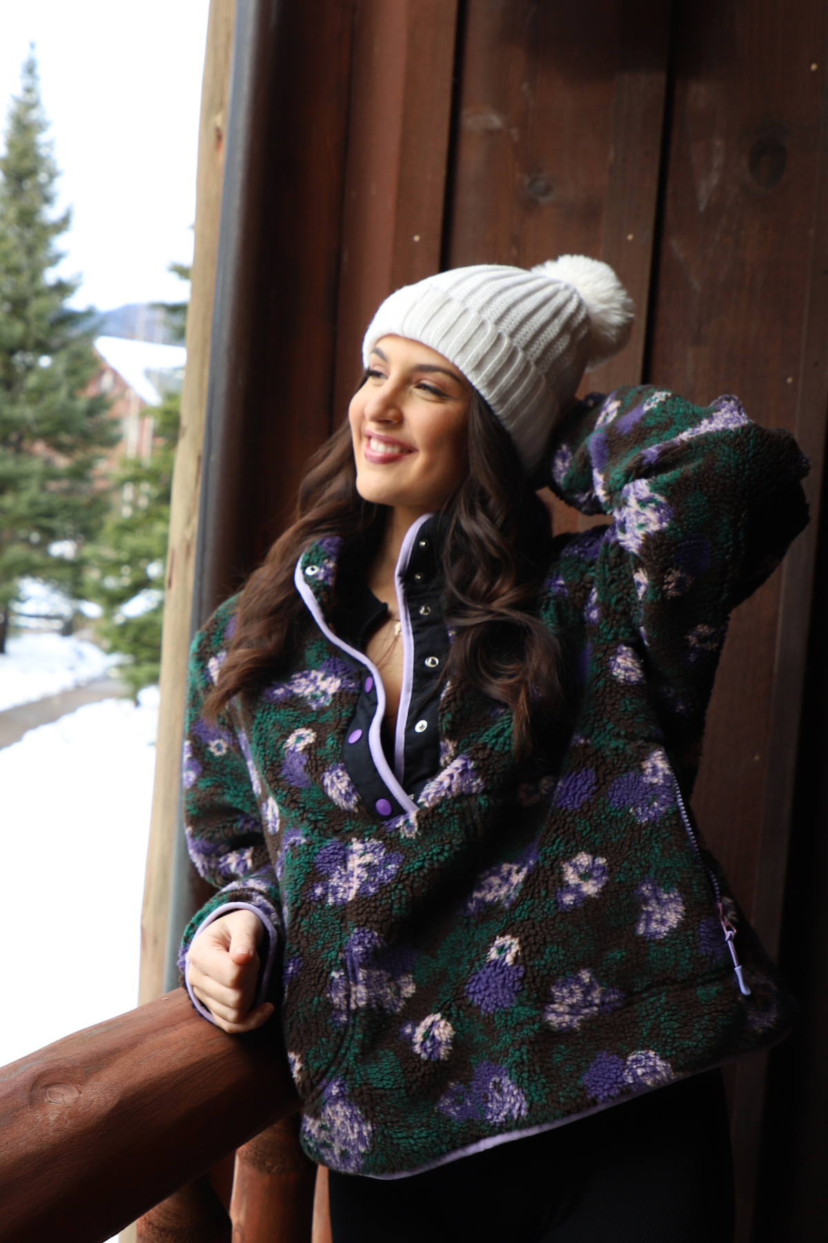 Women's Floral Sherpa Jacket - Cozy Fleece Lined Winter Coat for Outdoor Activities, Hiking & Casual Wear