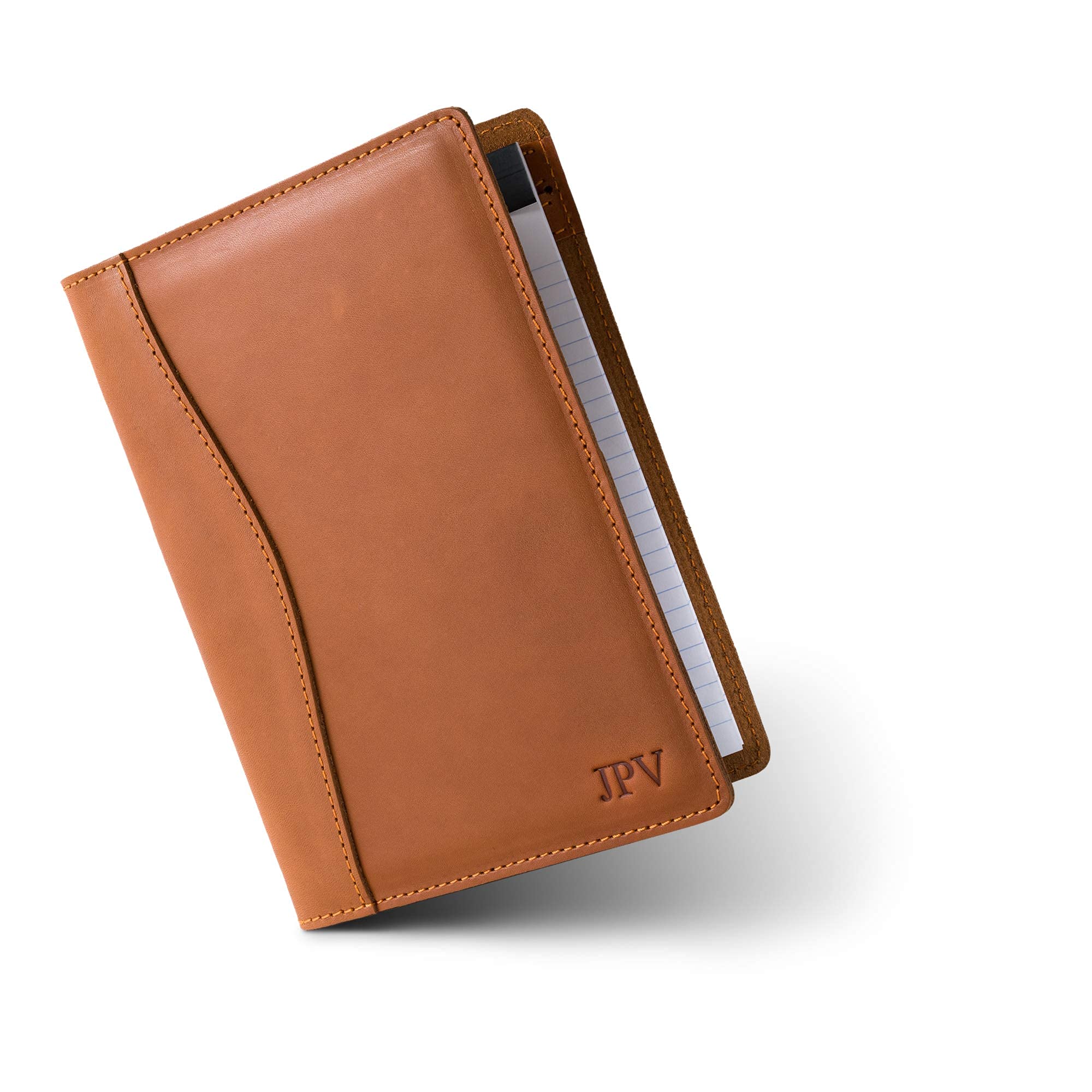 Premium PEGAI Junior Legal Pad Portfolio Binder - Leather Document Organizer for Resume, Interviews & Business | Personalized Folio with Business Card Holder | Professional Office & Meeting Accessory | Cognac Eriksen Style