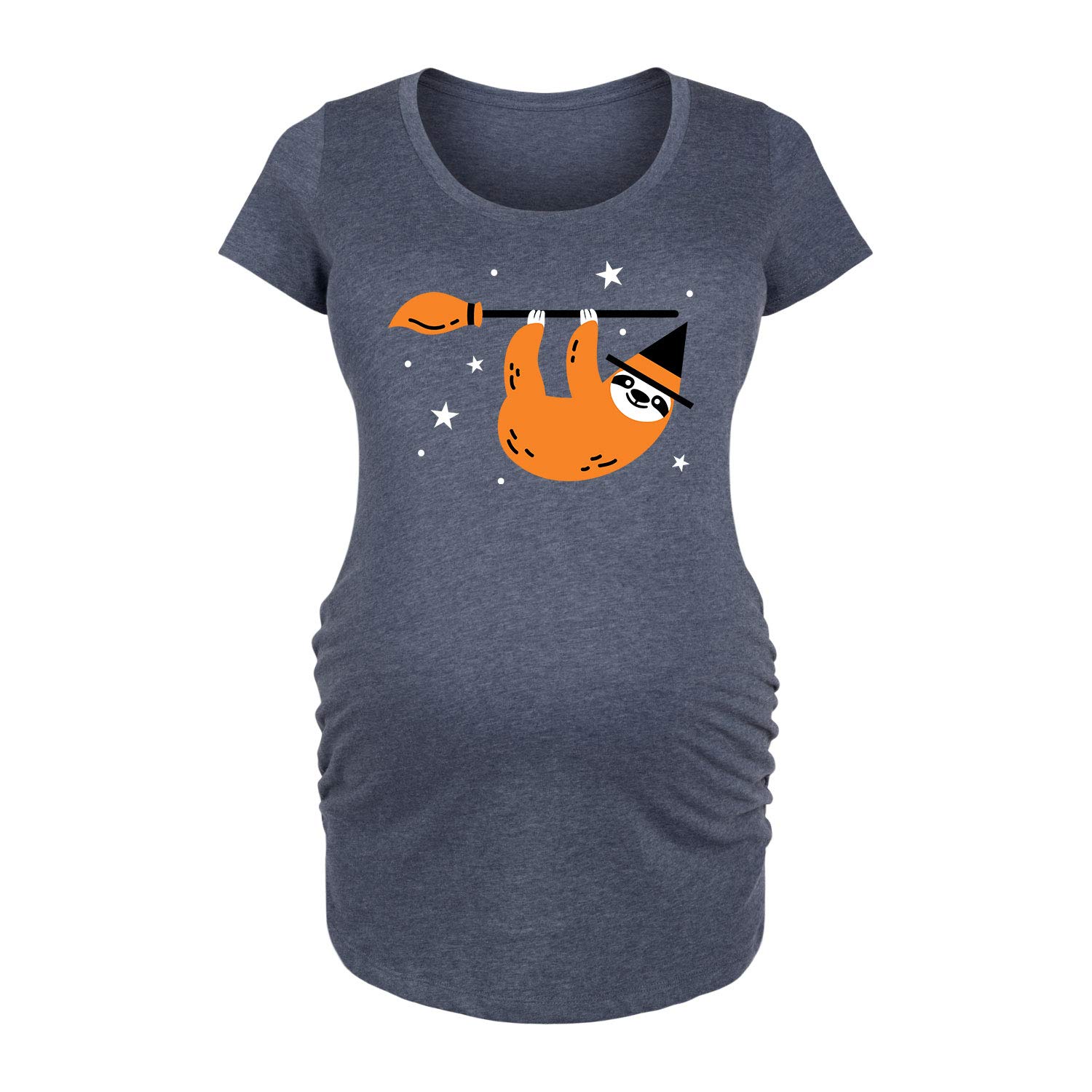 Bloom Maternity - Witch Sloth Print Maternity Scoop Neck T-Shirt - Comfortable Pregnancy Top for Casual Wear & Halloween