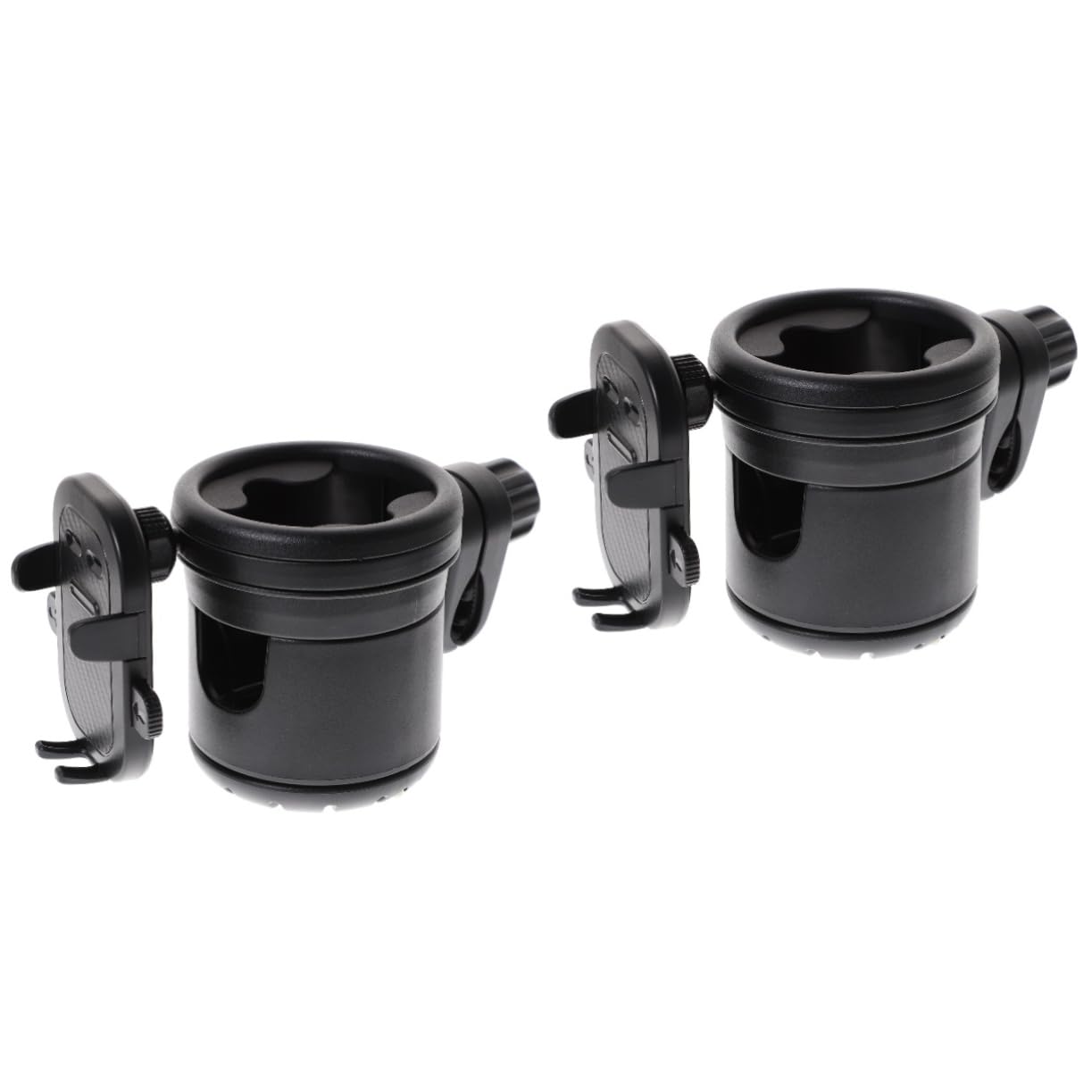 Wakauto 2-Pack Metal Cup & Phone Holder for Jogging Strollers - Secure Smartphone & Drink Holder for Running, Walking, Shopping - Perfect for Parents & Outdoor Activities