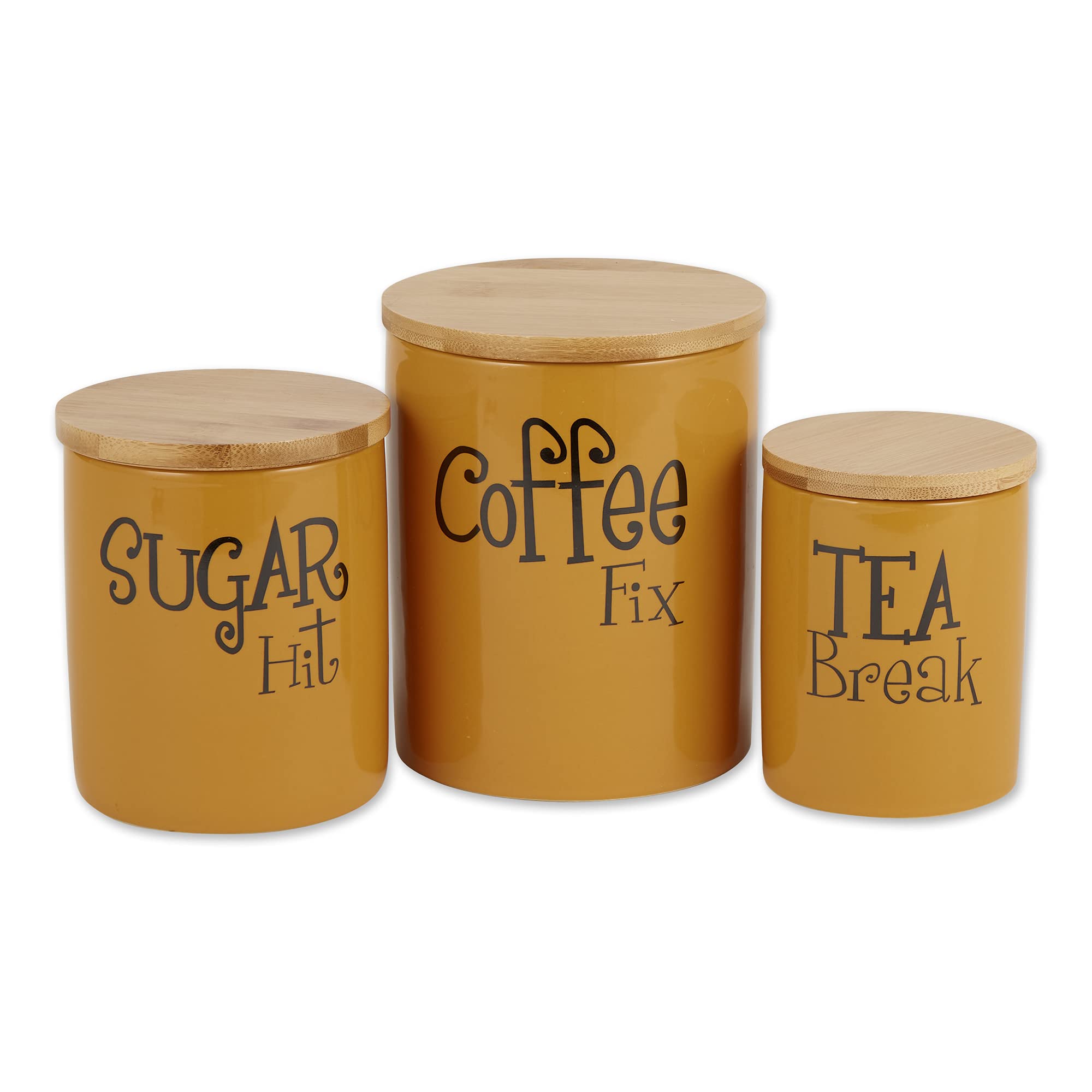 Vintage Ceramic Honey Canister Set - 3 Piece Retro Kitchen Storage Containers for Sugar, Coffee & Tea | DII Kitchen Accessories Collection | Perfect for Farmhouse, Cottage & Rustic Home Decor