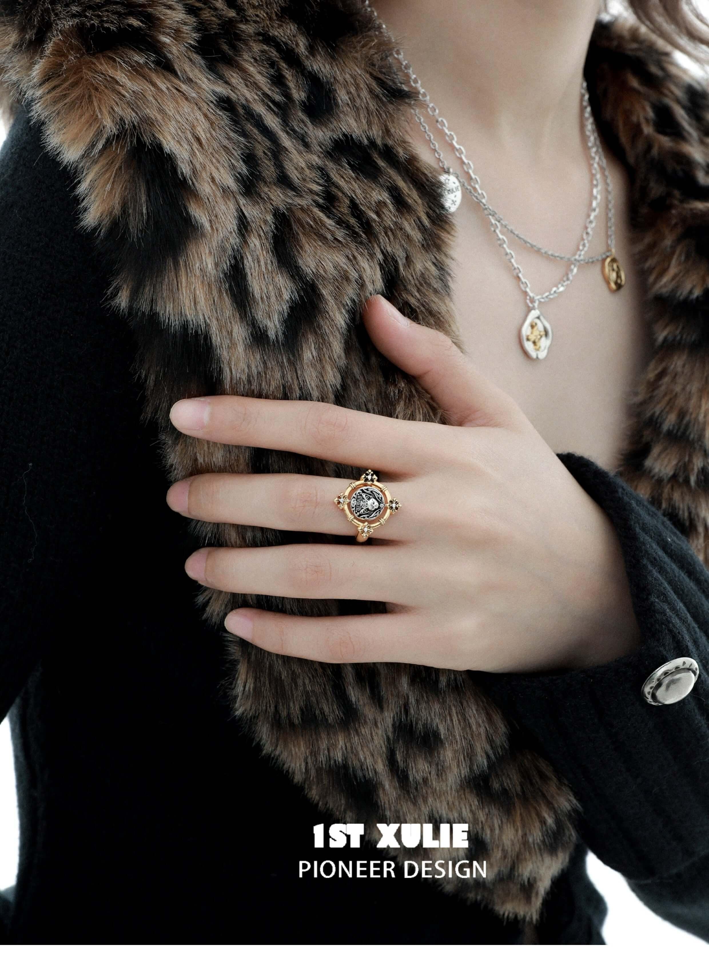 Bastet Sterling Silver S925 Rotatable Double Sided Ring for Women - Elegant Egyptian Cat Goddess Jewelry - Perfect for Gifts, Date Nights & Boho Fashion