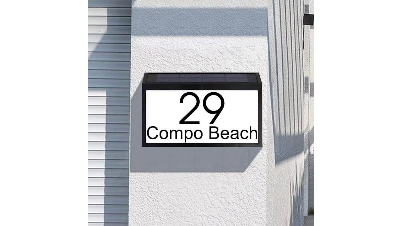 Custom Solar House Numbers for Outdoor Address Signs - Waterproof Black Solar Address Plaque with 2 Stakes | Perfect for Driveway, Mailbox & Front Yard House Number Display