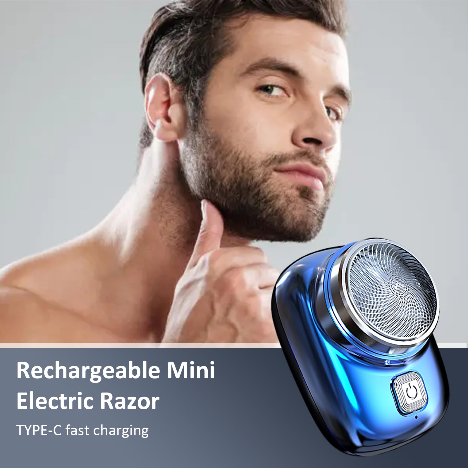 Portable Cordless Electric Shaver for Men - Rechargeable Travel Razor with Waterproof Design & Beard Trimmer - Perfect for Home, Gym, and Business Trips