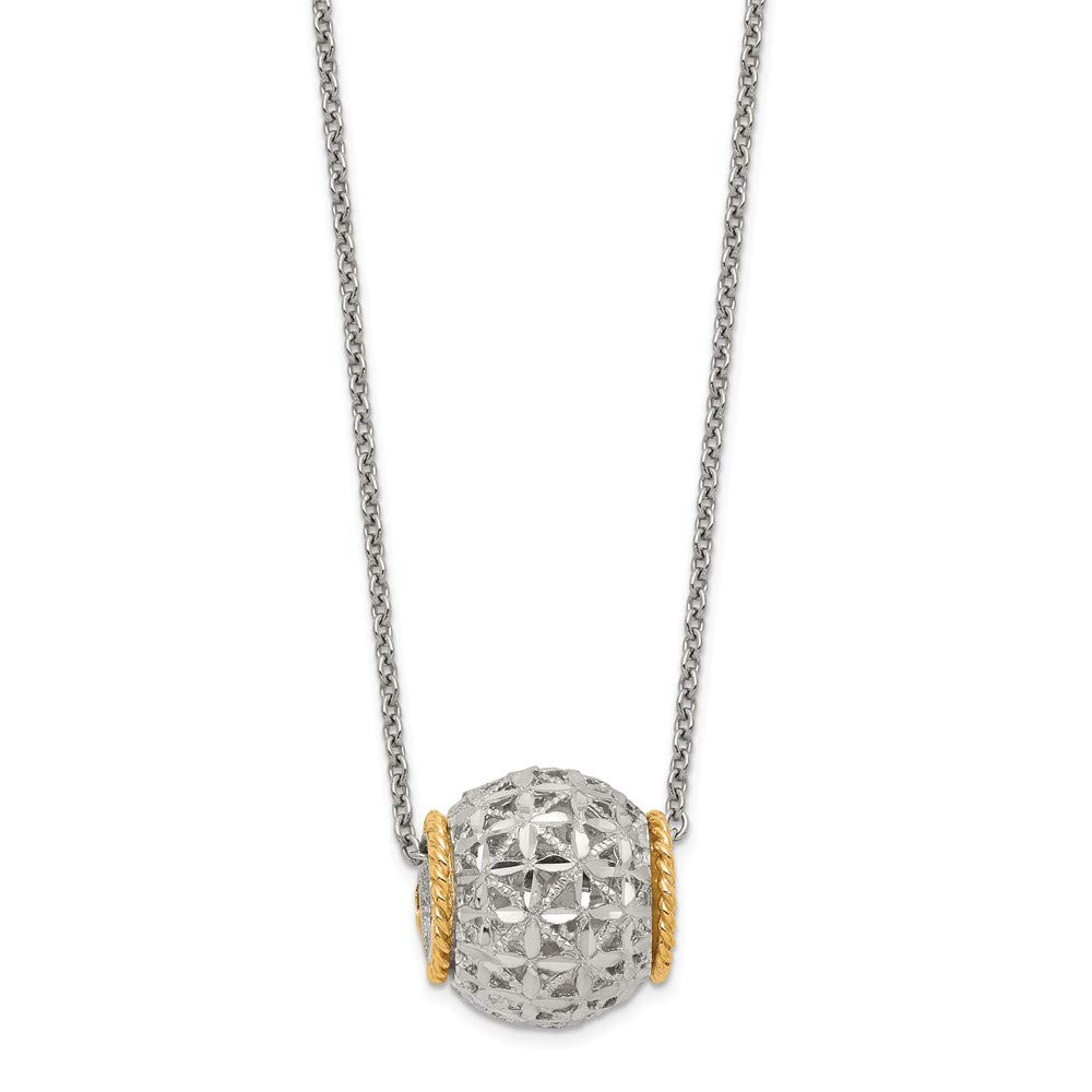 14K Gold & 925 Sterling Silver 18 Spinner Barrel Pendant Necklace with Lobster Clasp - Elegant Layering Jewelry for Women, Perfect for Everyday Wear, Gifts & Special Occasions