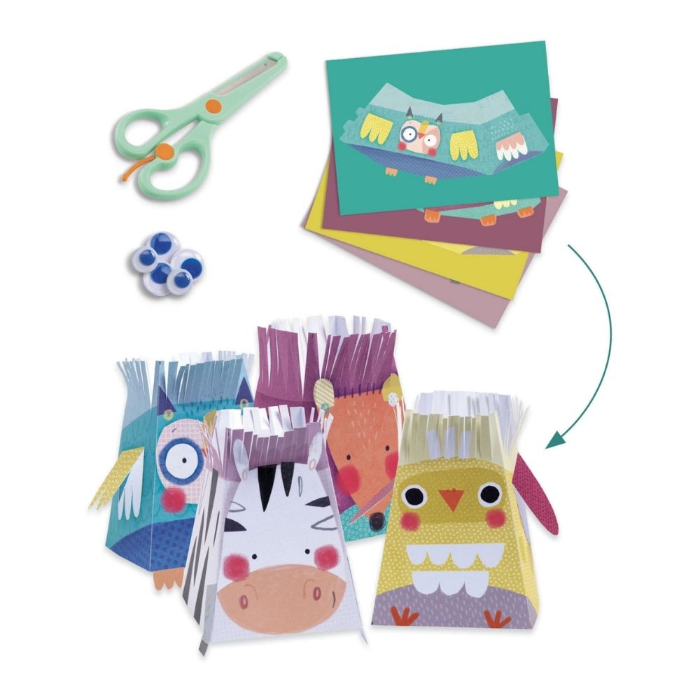 Djeco Multi Activity Kit - Animal Houses Craft Set for Kids | Creative DIY Arts & Crafts Gift for Children | Perfect for Birthday Parties, Classroom Activities & Family Bonding Time