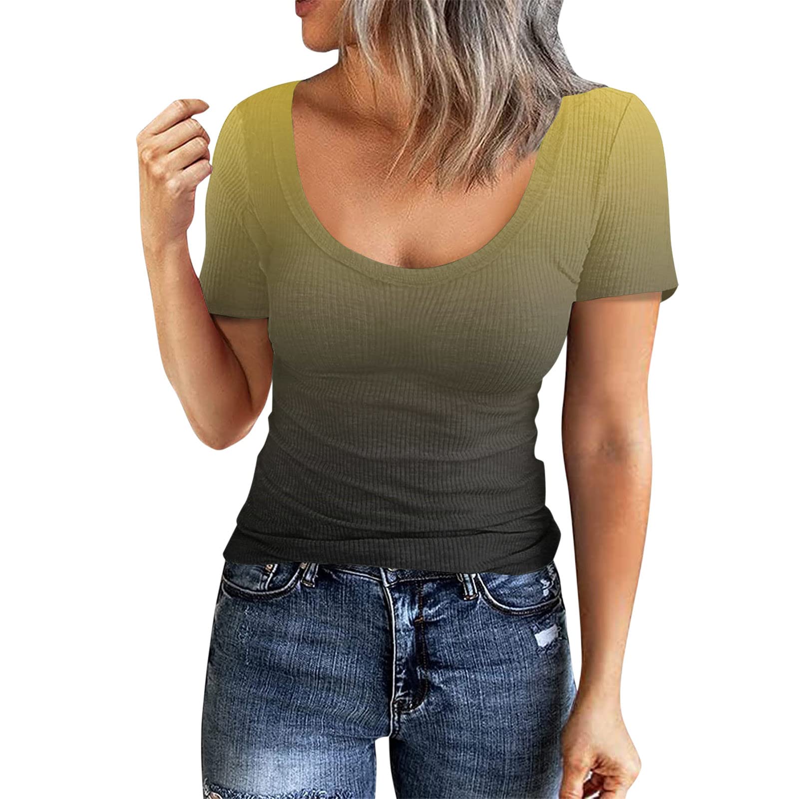 Floral Print V-Neck Short Sleeve Tunic Tops for Women - Summer Casual Blouse with Side Split Design | Perfect for Beach Outings, Vacation Wear & Everyday Comfort