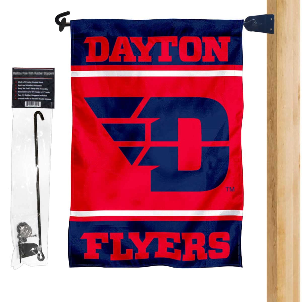 Dayton Flyers Garden Flag and Mailbox Post Pole Mount Holder Set - College Flags & Banners Co. | Perfect for School Spirit, Tailgating, and Home Decor