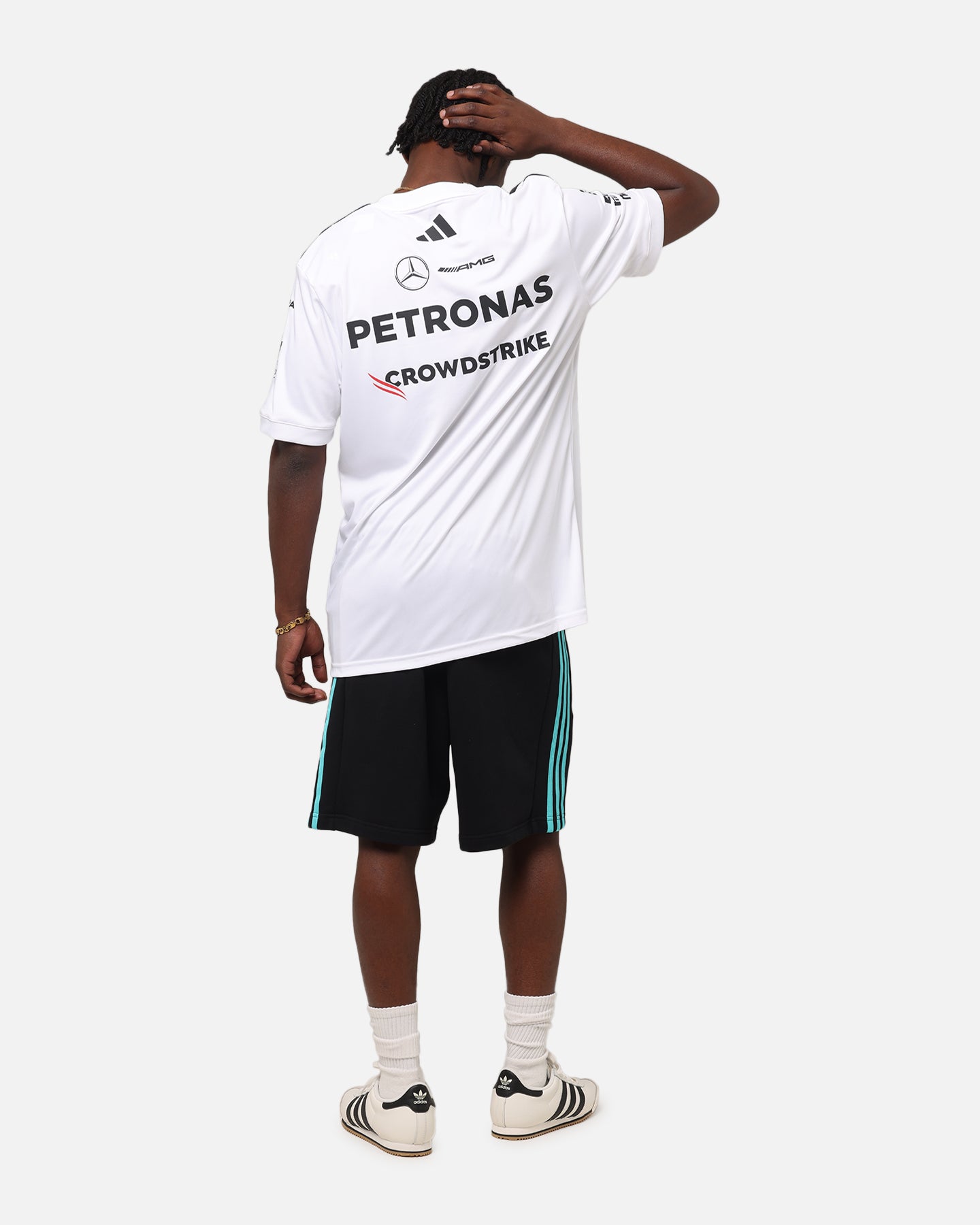 Adidas x Mercedes AMG Petronas Formula One F1 2025 Team Driver T-Shirt - White - Official Motorsport Fan Apparel for Racing Enthusiasts and F1 Supporters