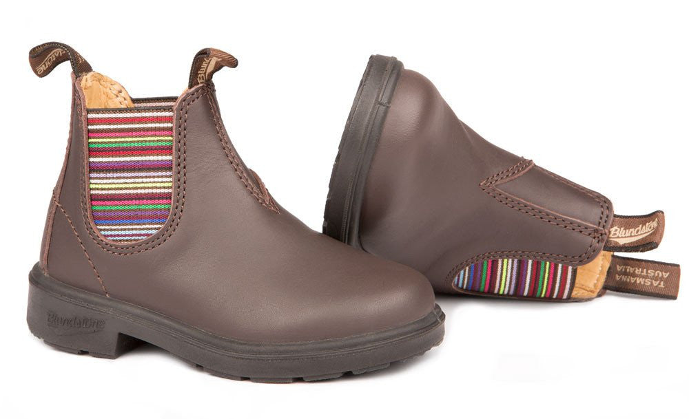 Blundstone Brown Striped Kids' Boots - Waterproof & Comfortable Winter Boots for Boys & Girls - Perfect for School, Outdoor Play & Snowy Days